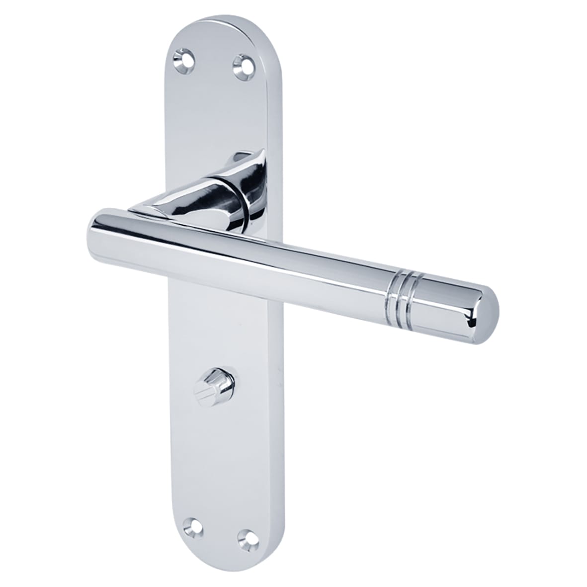 Polished Chrome Bathroom Lock Door Handles Pack - Bologna Range - view 3