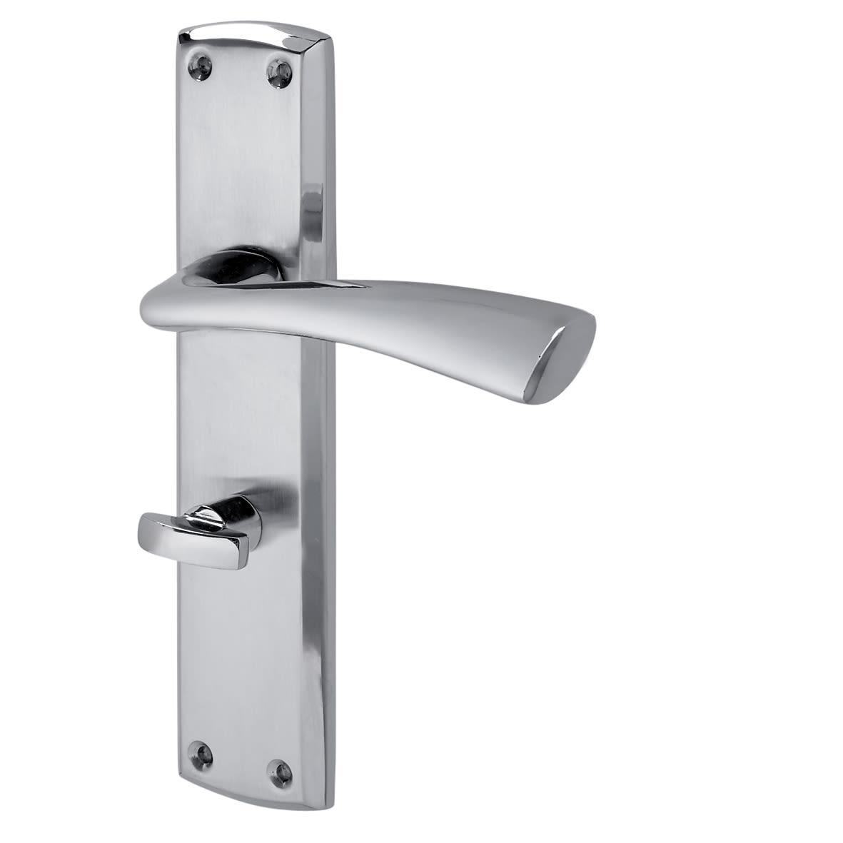 Satin/Polished Chrome Bathroom Lock Door Handles Pack - Taranto Range - view 2