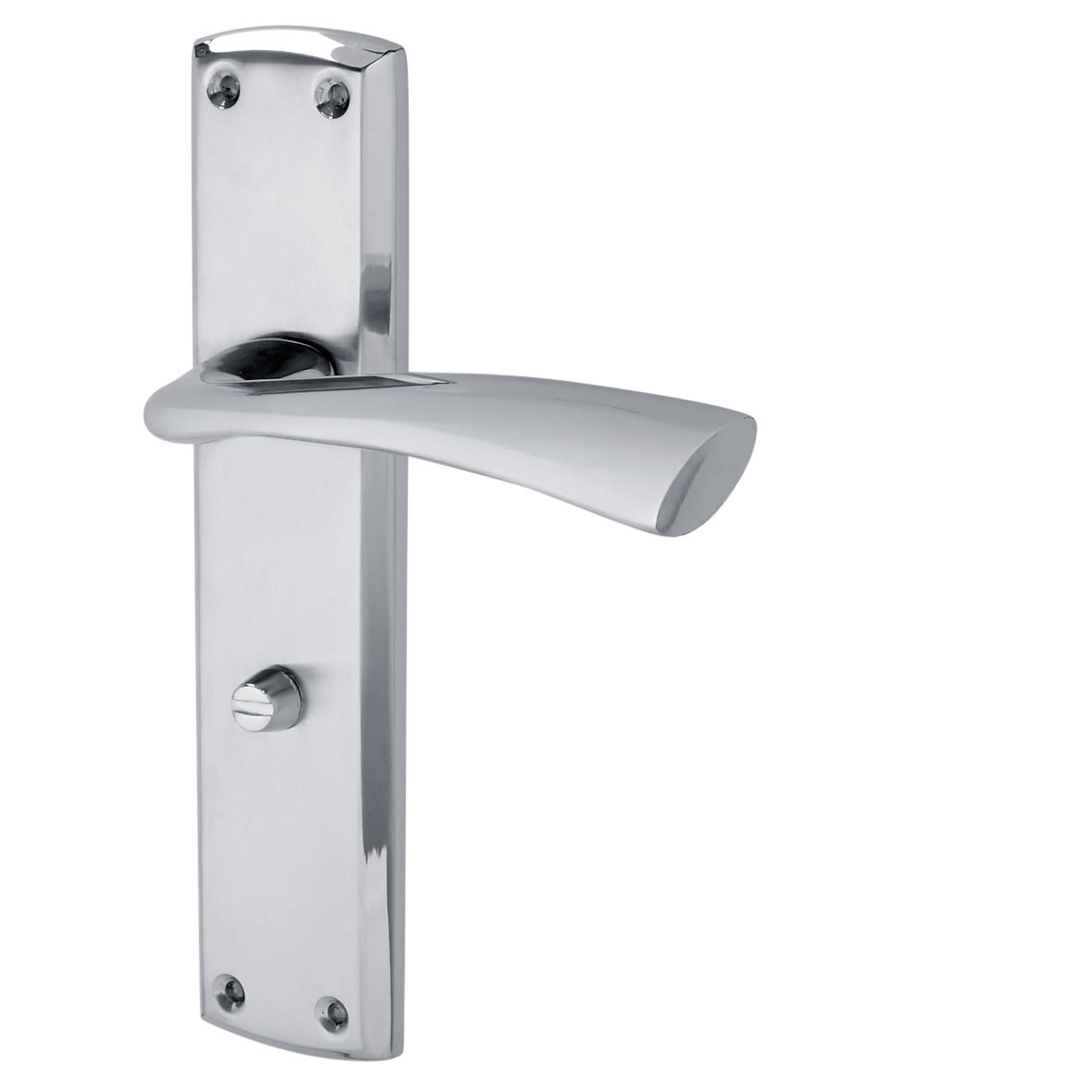 Satin/Polished Chrome Bathroom Lock Door Handles Pack - Taranto Range - view 3