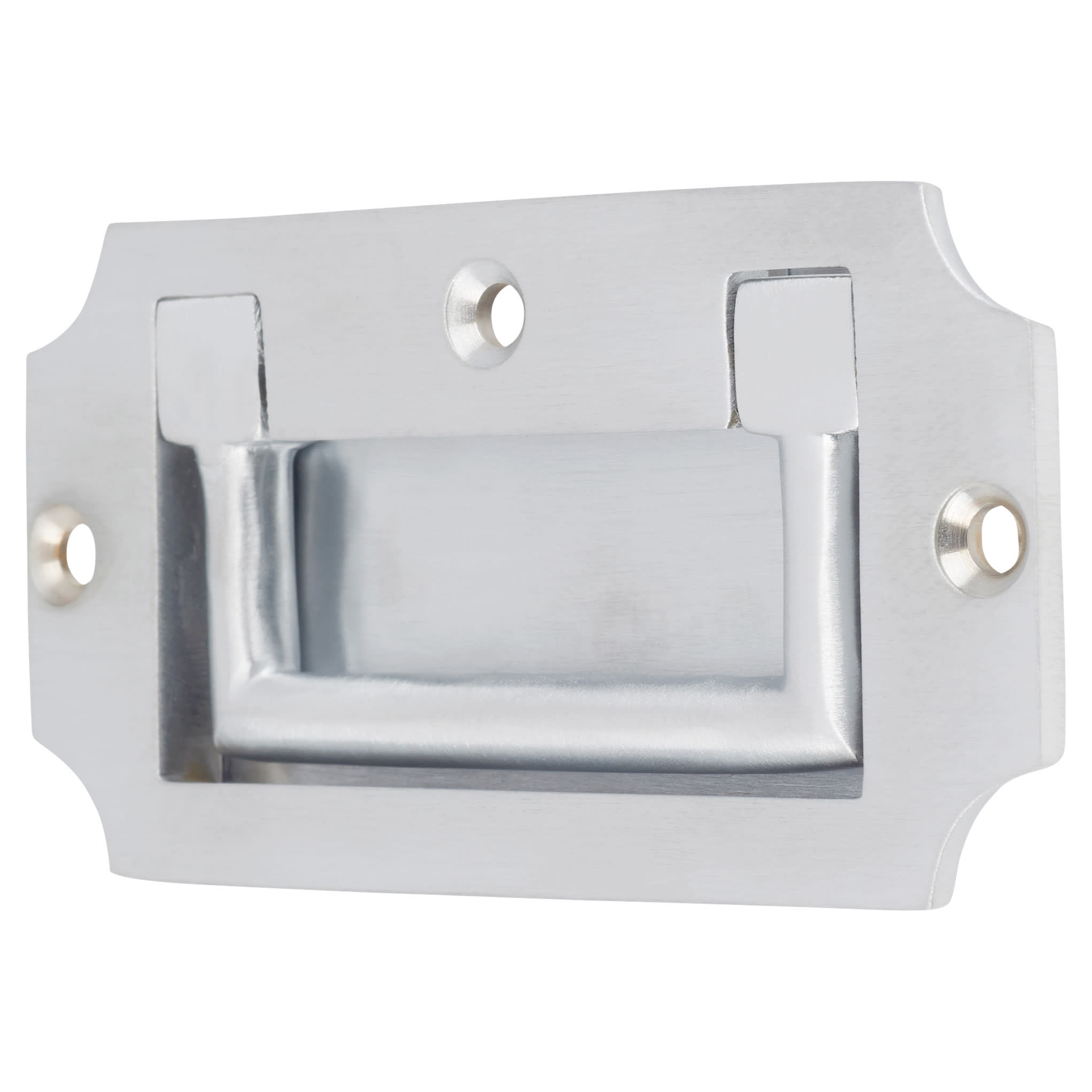 Military Chest Flush Cabinet Pull Handle - 89 x 45mm - Satin Chrome - view 2