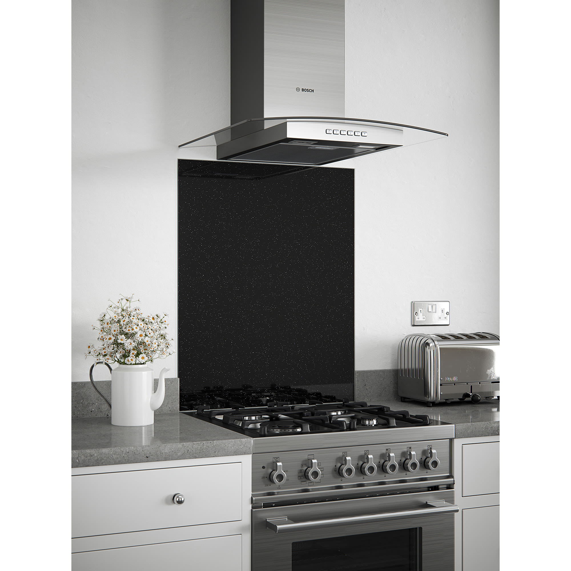 Self Adhesive Glass Kitchen Splashback - 750 x 600mm - Black Sparkle - view 2