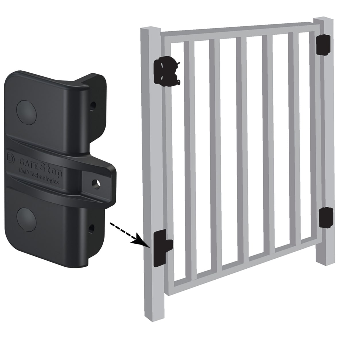 D&D Gate Stop for Metal Gates - Black - view 2