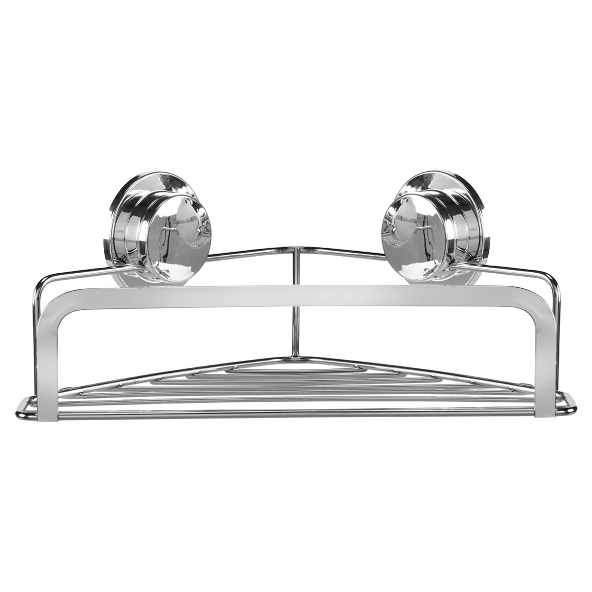 Stick 'N' Lock Corner Shower Basket - One Tier - 106 x 260 x 166mm - Polished Chrome - view 2
