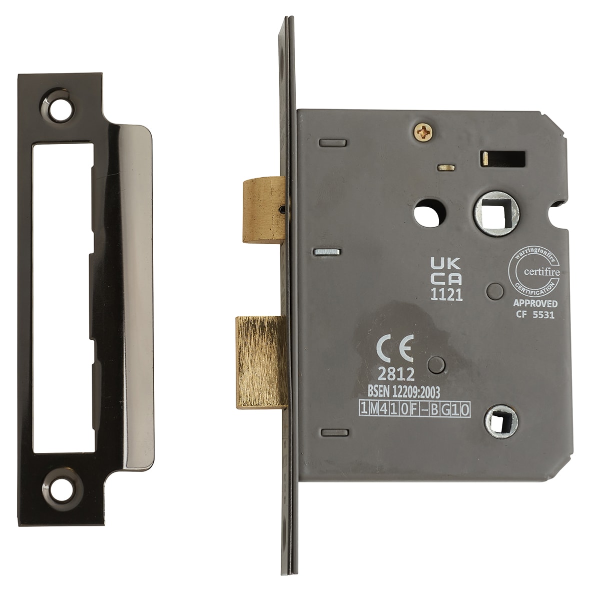 Bolt Through Bathroom Lock - 75mm Case - 57mm Backset - Square - Black Nickel - view 2