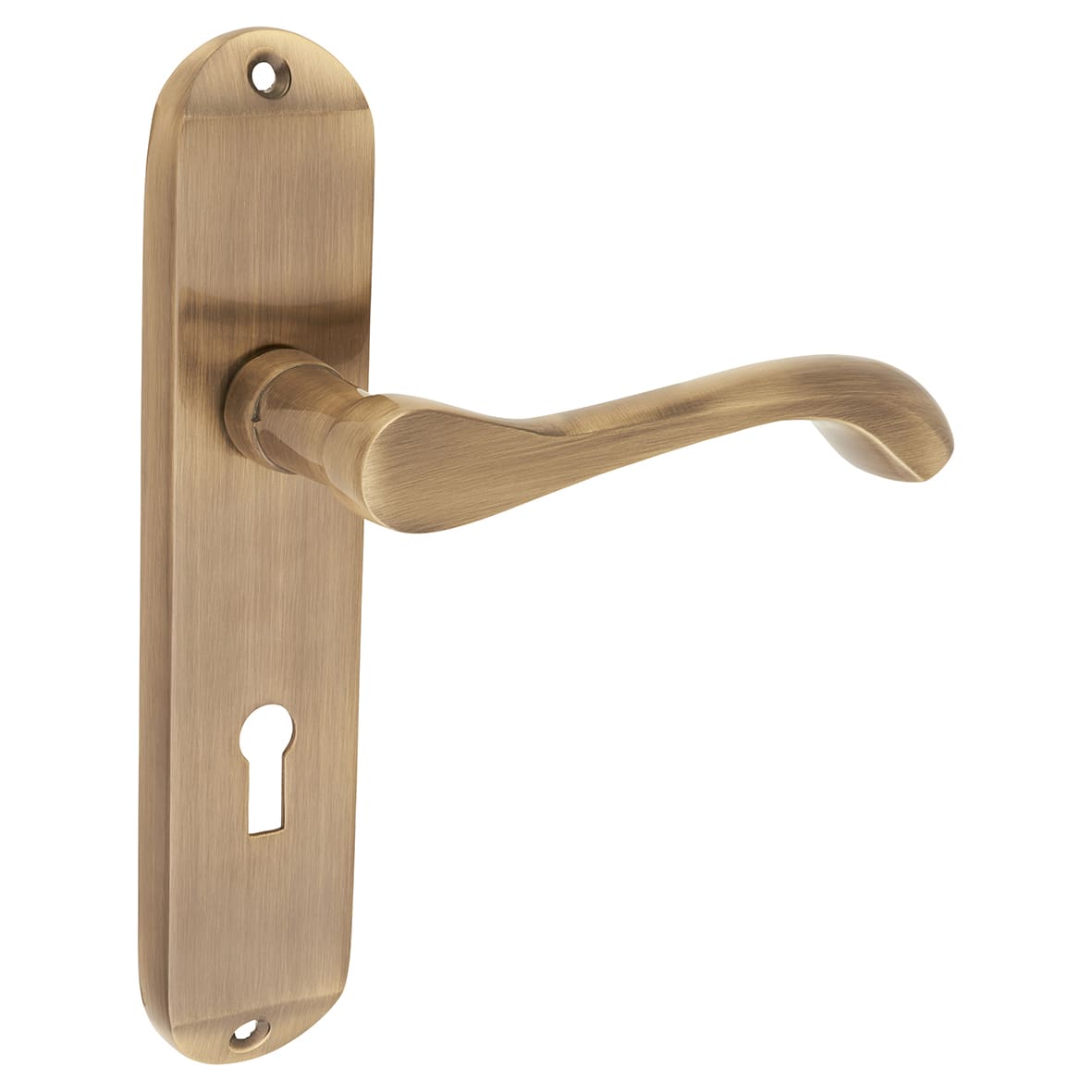 Antique Brass Scroll Keyhole Lock Door Handles - Ancona Range - 180 x 39mm - view 2