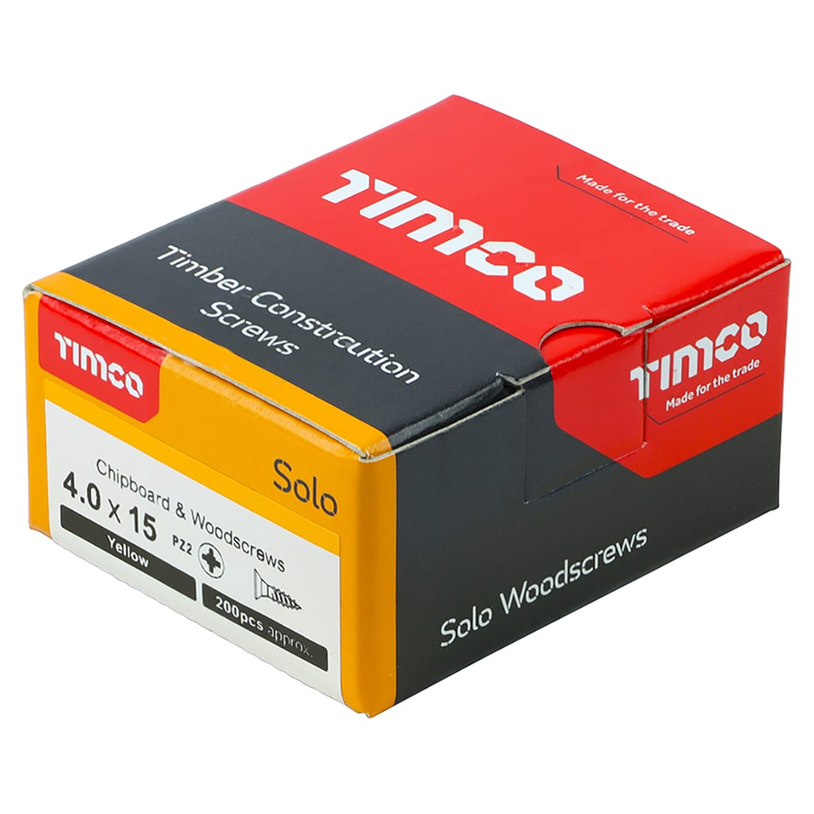 Solo Chippy Pozi Countersunk Wood Screws - 4.0 x 15mm - Yellow Zinc - Pack of 200 - view 4