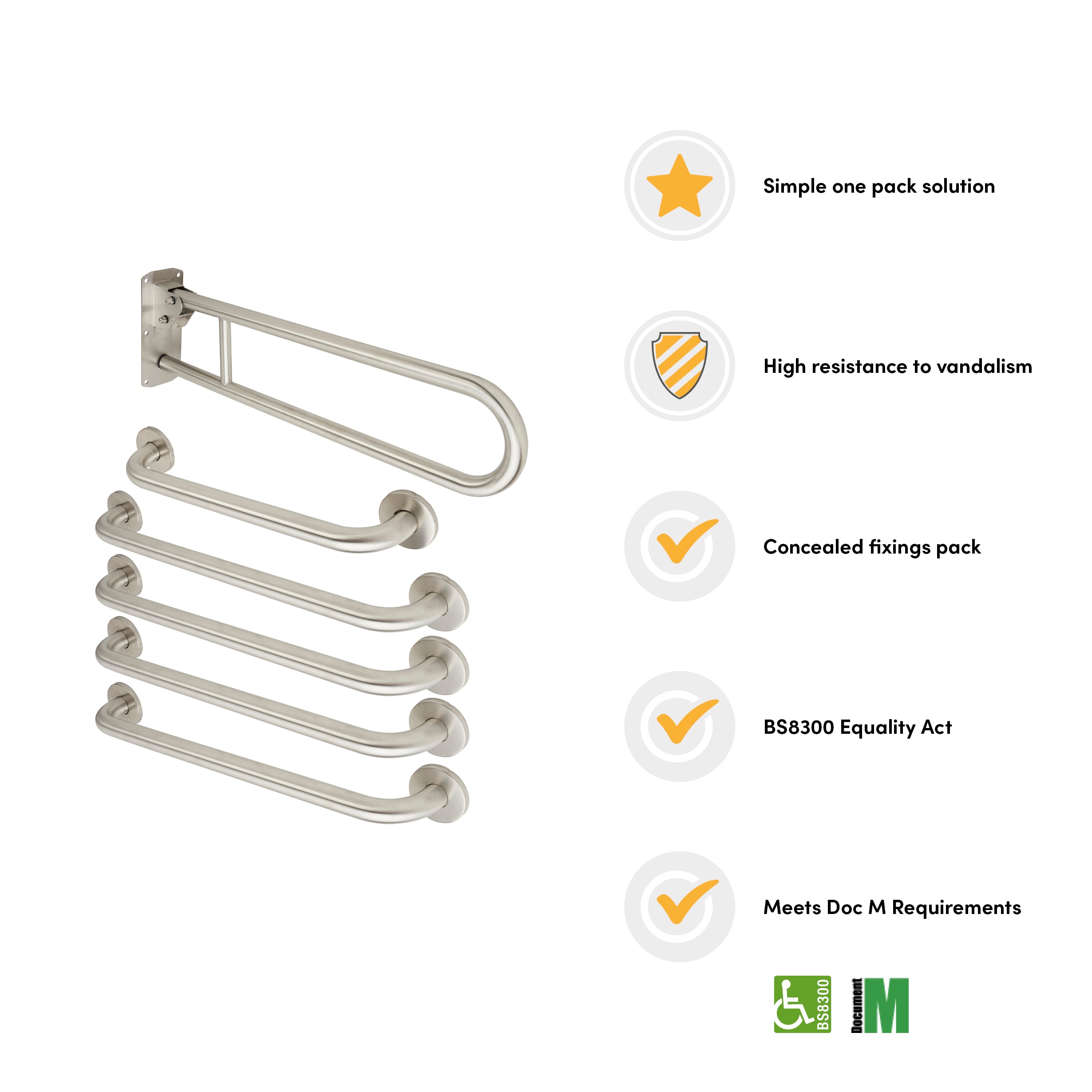 Rail Only Close Coupled Doc M Pack - Satin Stainless Steel - view 3