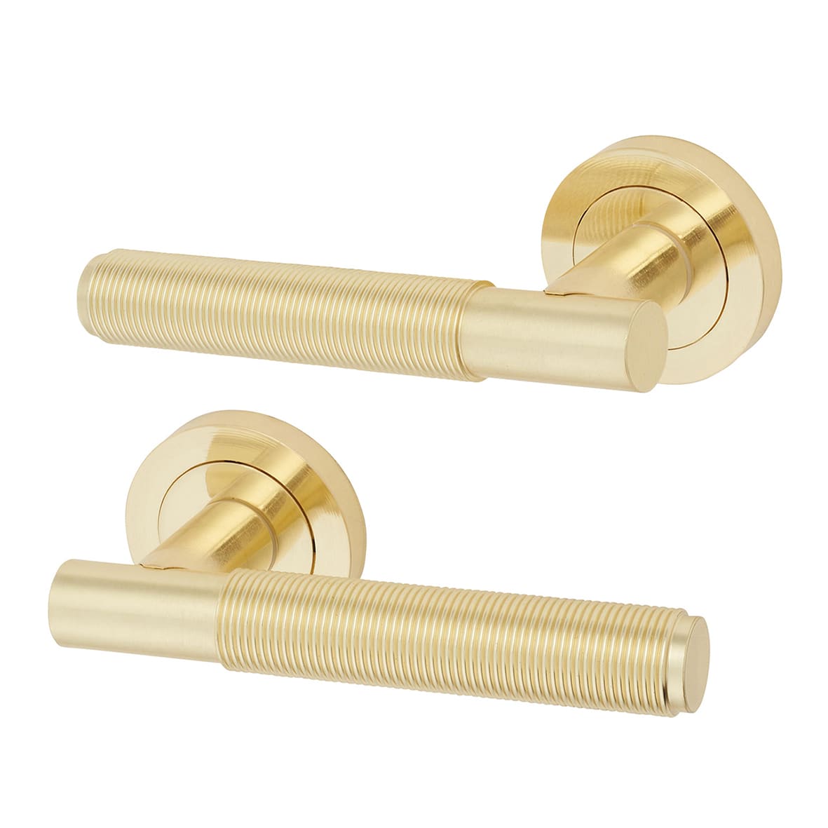 Satin Brass Reeded 3 Lever Sashlock Door Handles Pack - Lily Range - view 2