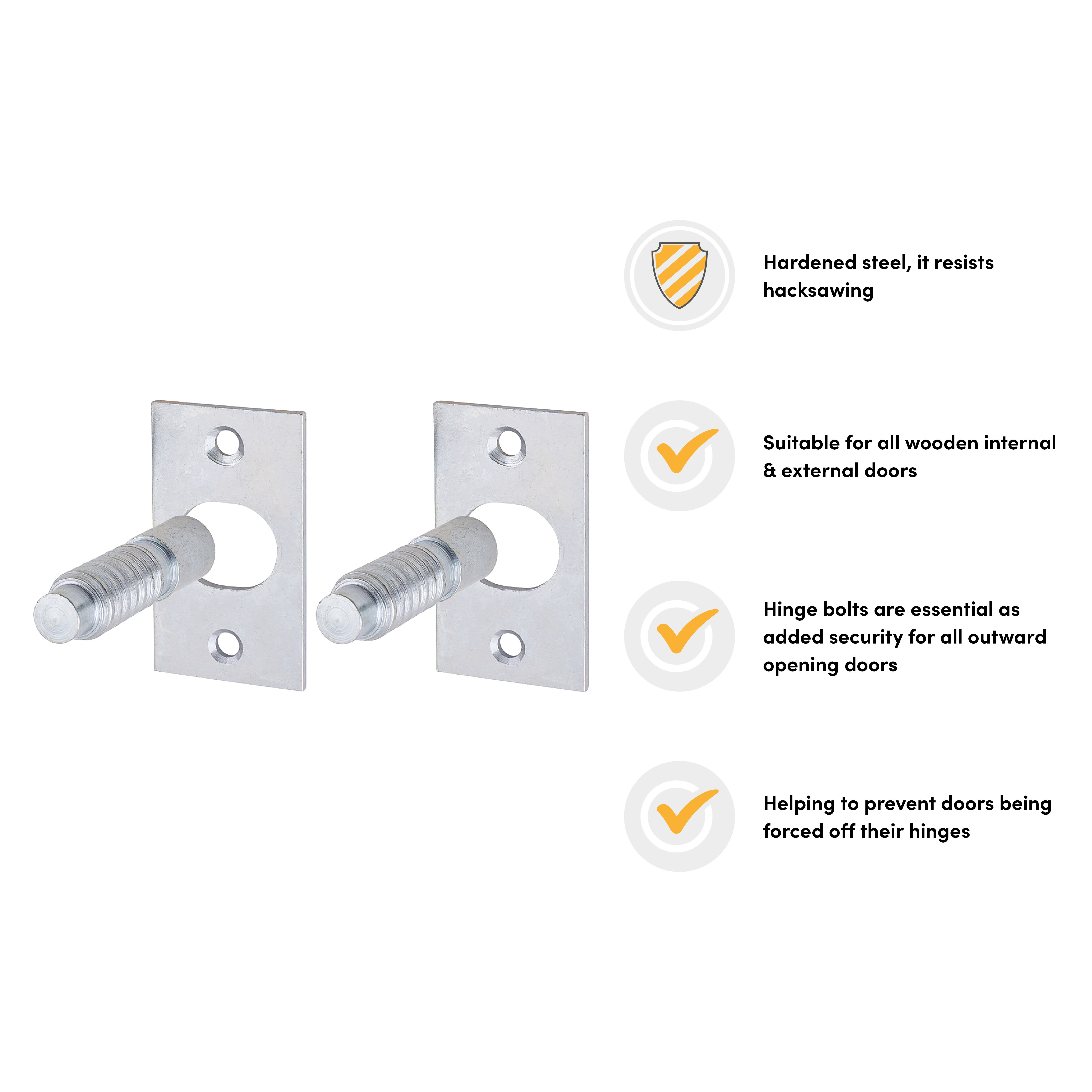 Contract Door Hinge Bolt - Satin Chrome - Pack of 2 - view 3