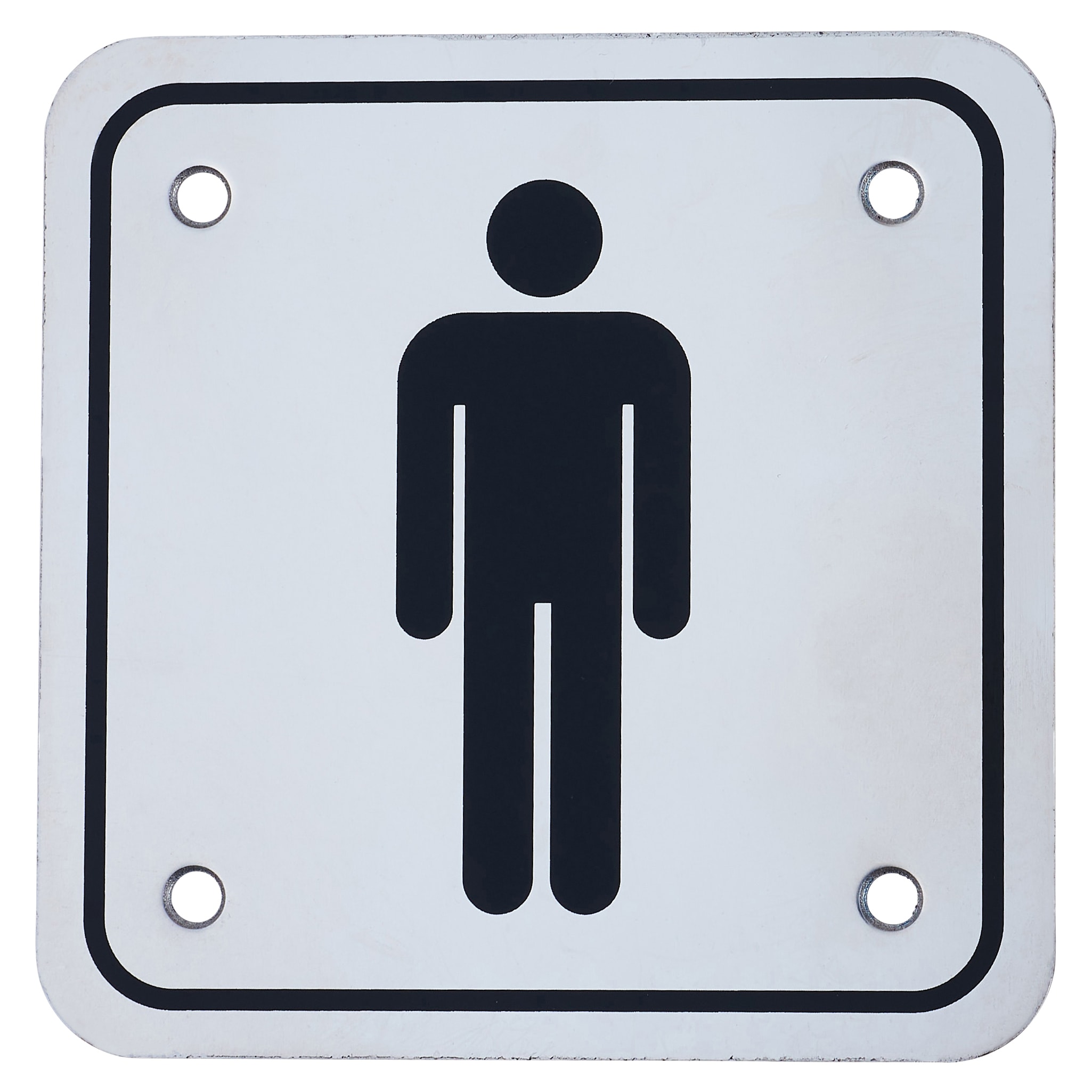 Mens Square Toilet Door Sign - 100 x 100mm - Polished Stainless - view 2