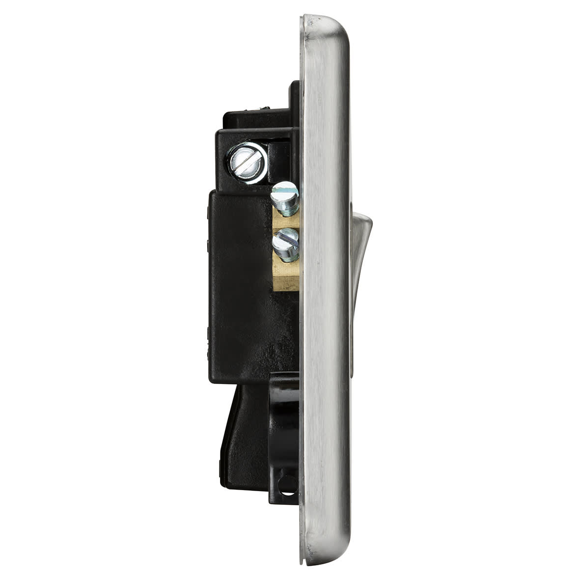 13A 1 Gang Round Edge Switched Fused Spur - Brushed Chrome - view 3