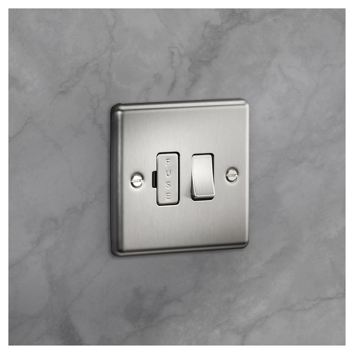 13A 1 Gang Round Edge Switched Fused Spur - Brushed Chrome - view 4