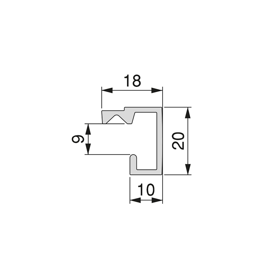 Titane Kitchen Wall Hanging Profile - 1100mm Length - Anthracite Grey - view 3