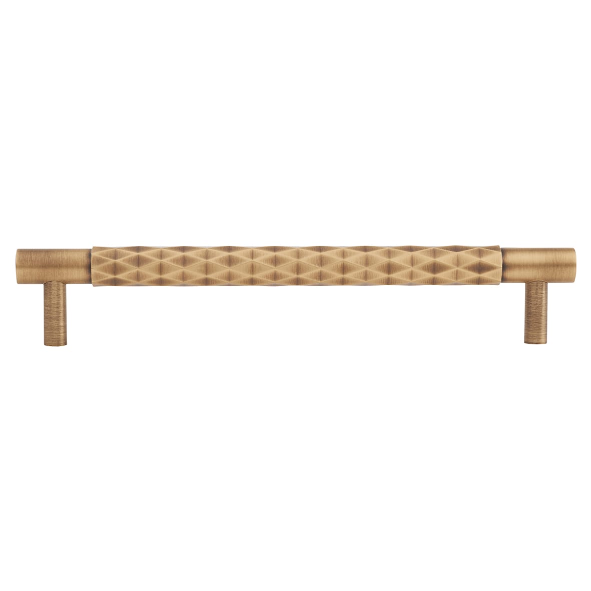 Diamond Cut 14mm T-Bar Cabinet Pull Handle - 160mm Centres - Antique Brass - view 2