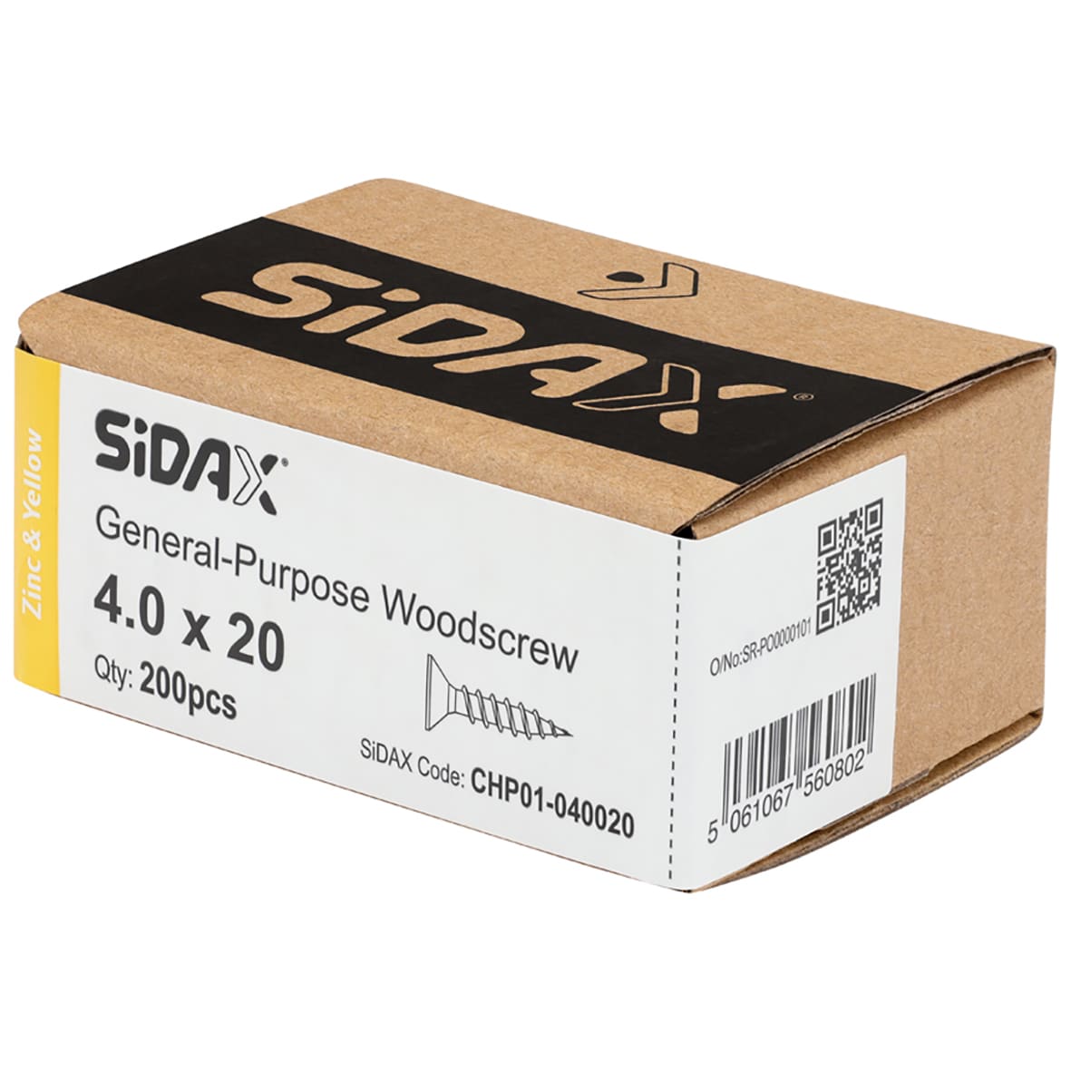 General Purpose Pozi Countersunk Chipboard Wood Screws - 4.0 x 20mm - Yellow Zinc - Pk of 200 - view 2