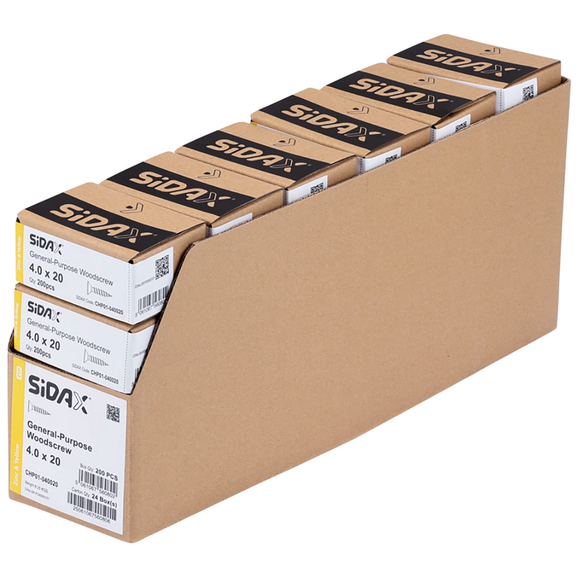 General Purpose Pozi Countersunk Chipboard Wood Screws - 4.0 x 20mm - Yellow Zinc - Pk of 200 - view 3