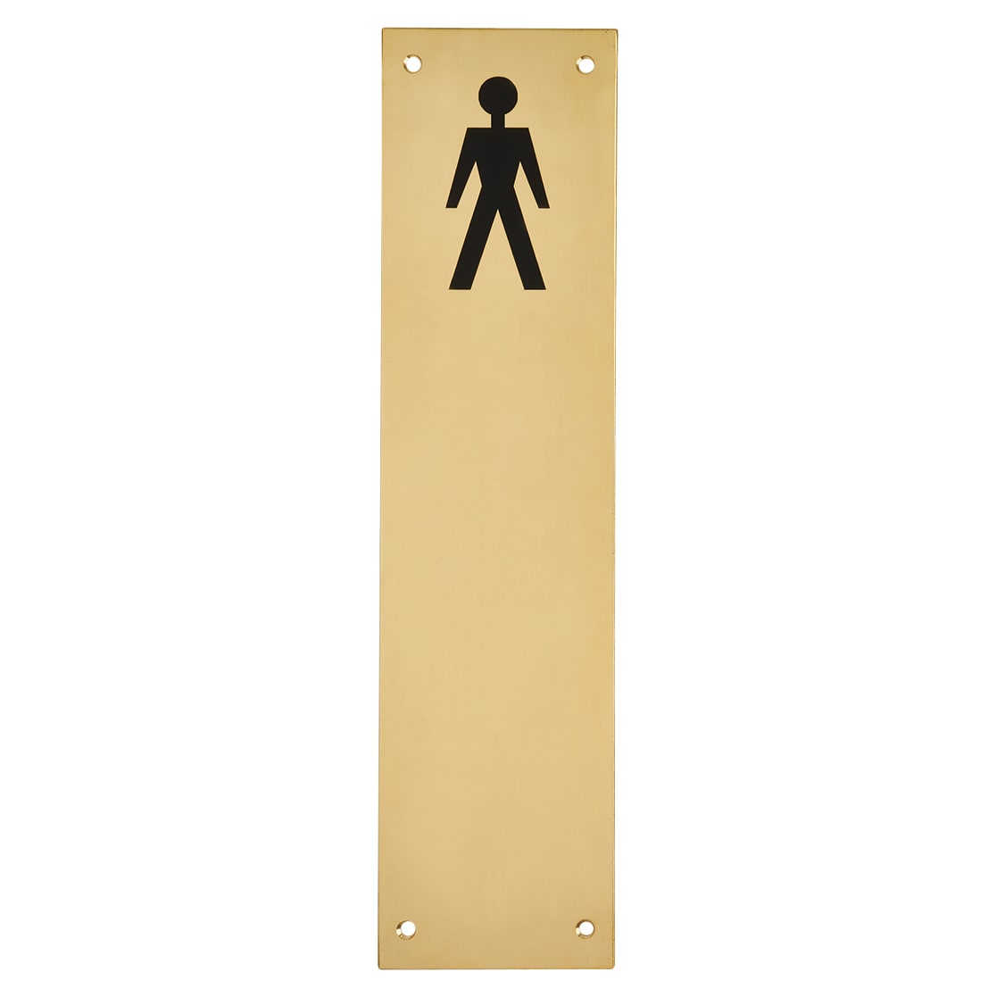 Finger Plate - Mens Toilet Door Sign - 300 x 75mm - Polished Brass - view 2