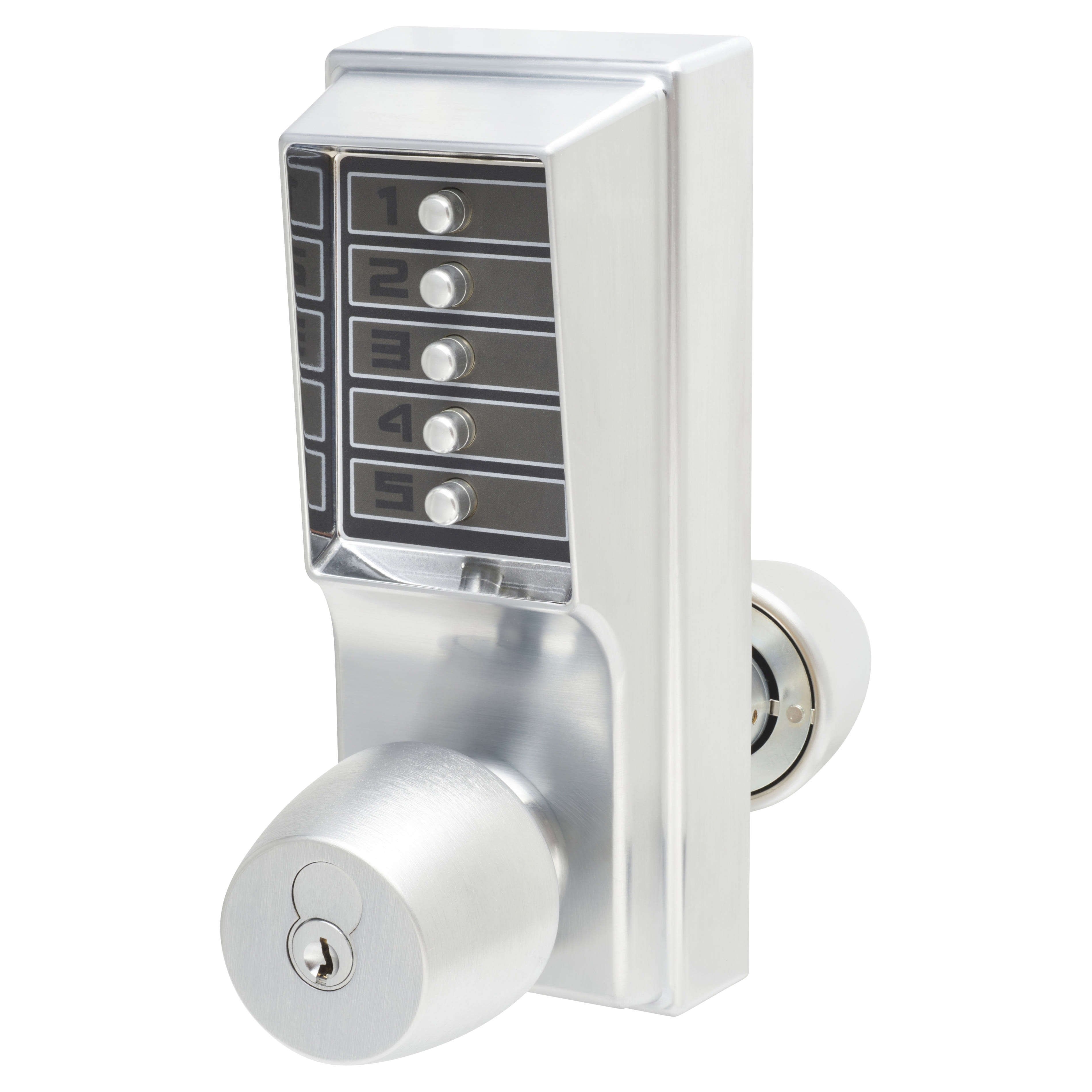 Unican 1000-4 1041 Heavy Duty Push Button Code Lock and Latch & Key Override - Sat Chrome - view 4