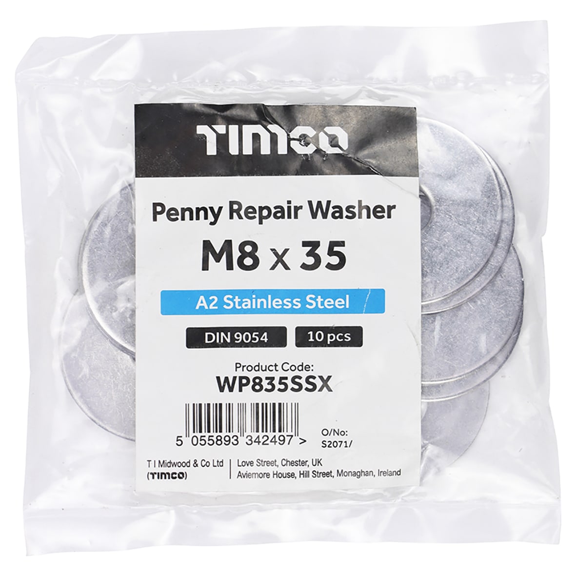 Penny/ Repair Washer - M8 x 35mm - A2 Stainless Steel - Pack of 10 - view 3