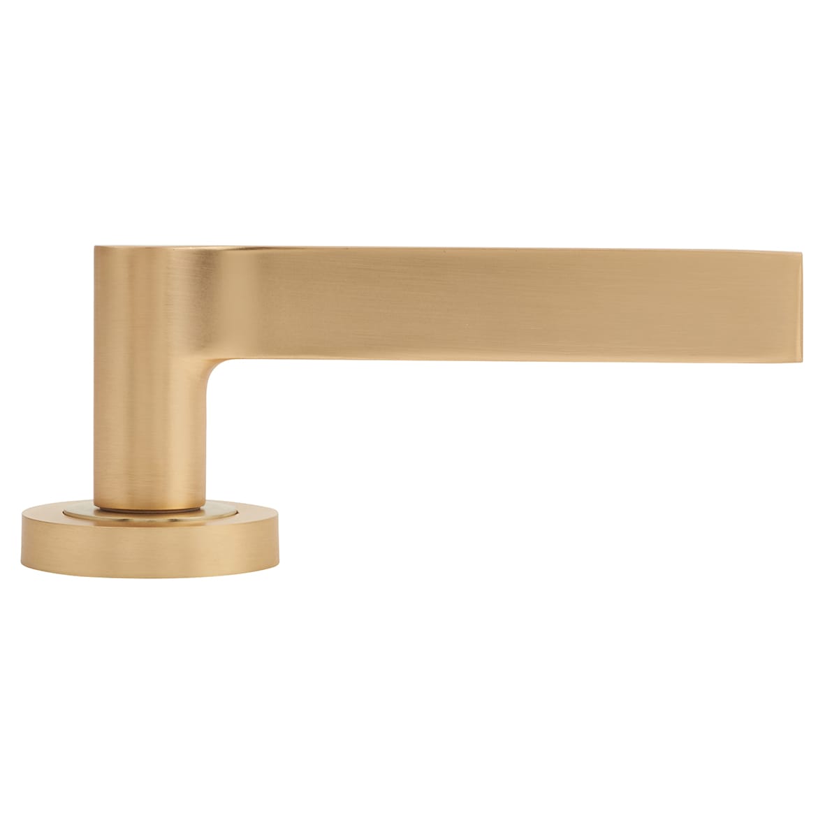 Satin Brass Fire Rated Door Handles on Round Rose - Geo Range - view 3