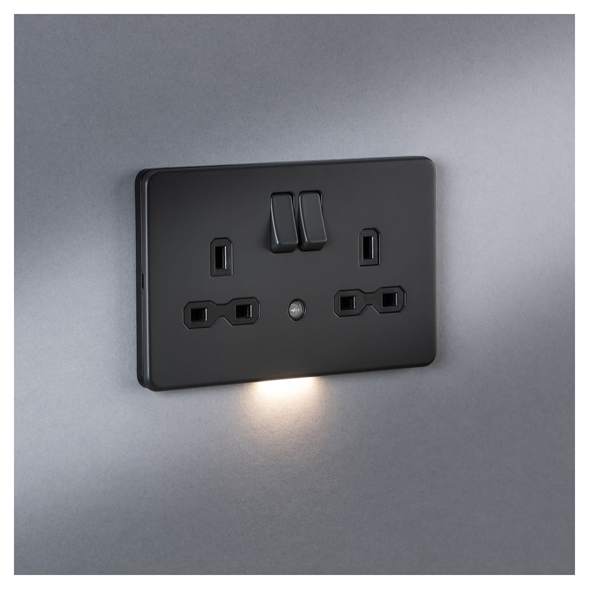 13A 2G DP Switched Socket with Photocell Nightlight Function - Anthracite/Black - view 3