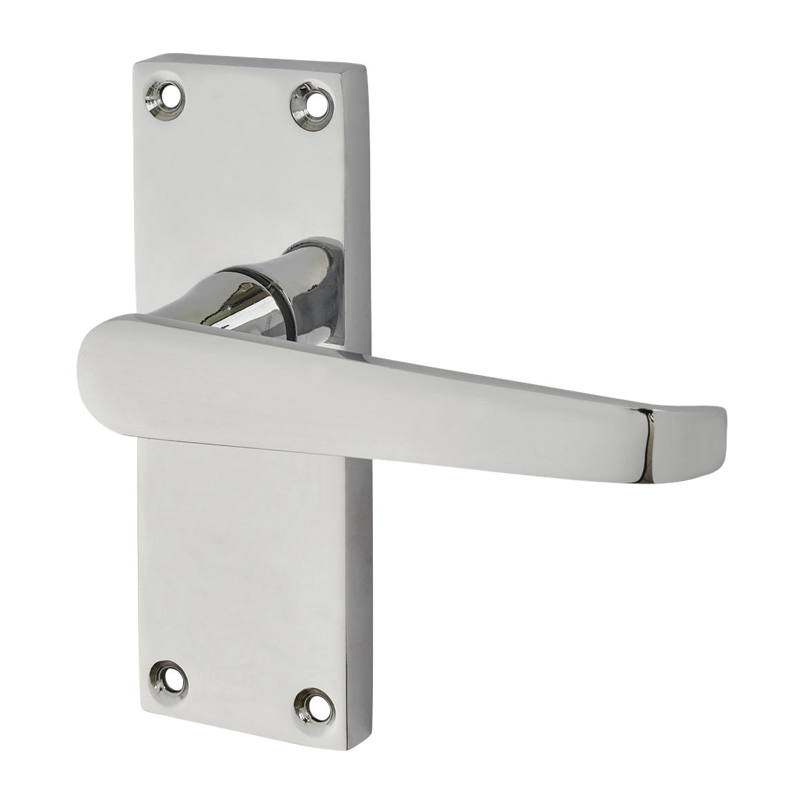 Polished Chrome Budget Straight Latch Door Handles Pack - Short Plate - view 3