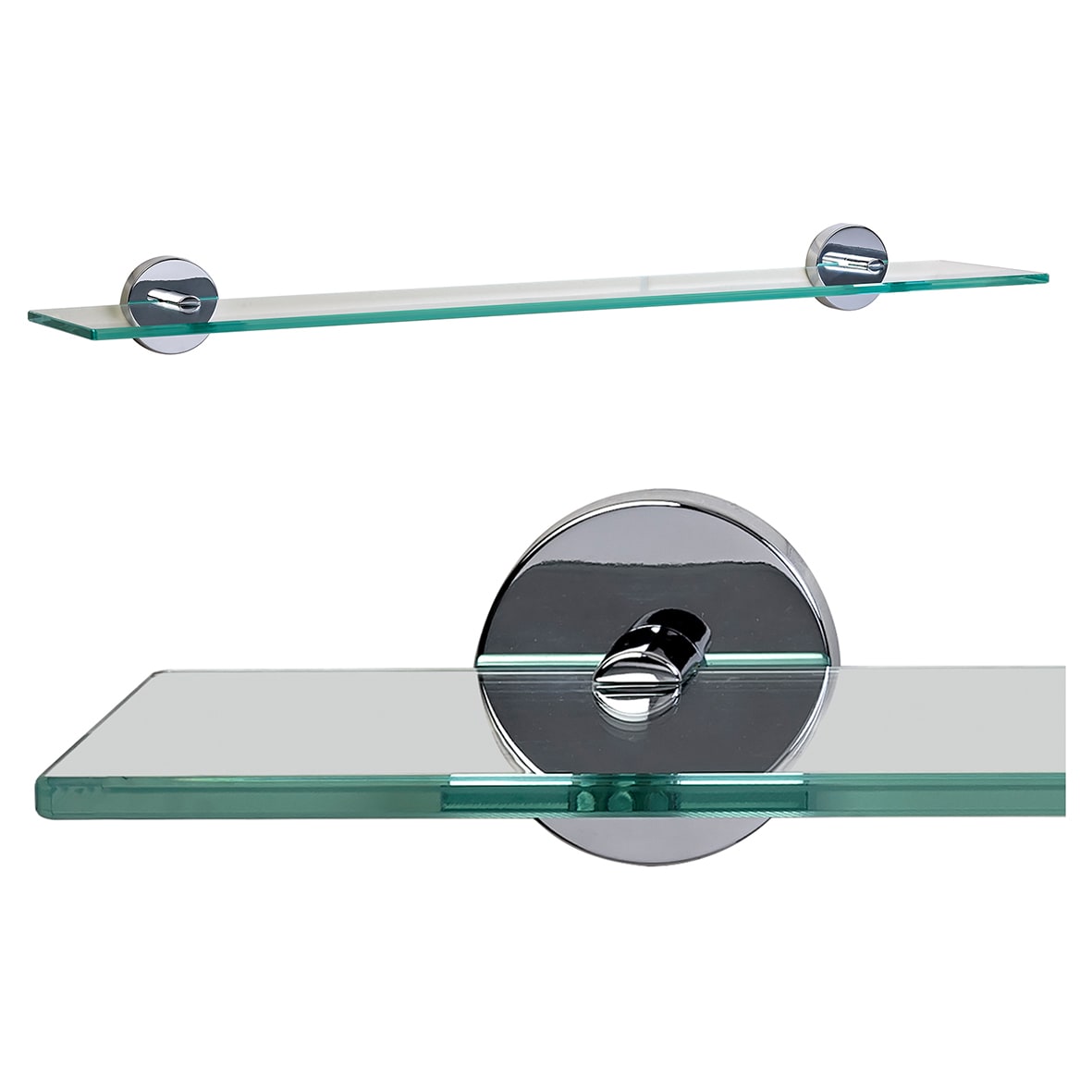 Epsom Flexi-Fix Glass Shelf - 590 x 135.5 x 60mm - Polished Chrome - view 4