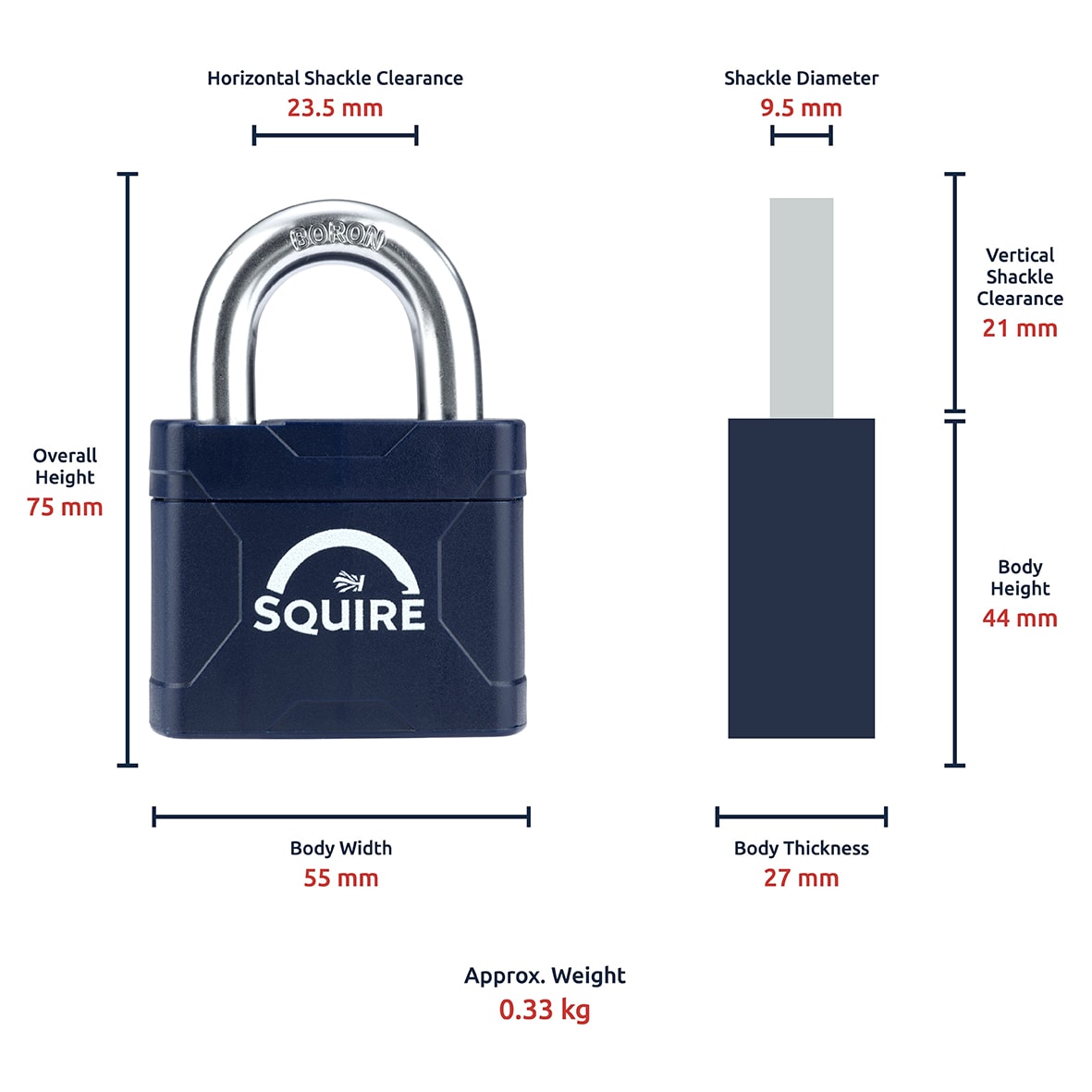 Stronglock Plus 50/No.6H Garage Lock Set - Padlock And Hasp - 152mm Length - 21 x 23.5mm Shackle - Blue - view 5