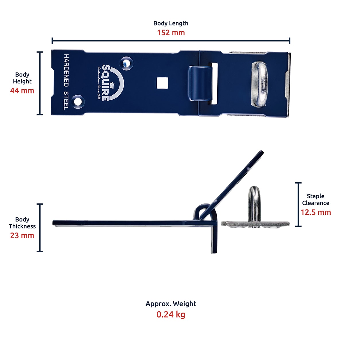 Stronglock Plus 50/No.6H Garage Lock Set - Padlock And Hasp - 152mm Length - 21 x 23.5mm Shackle - Blue - view 6