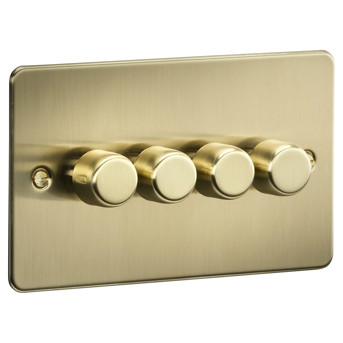 5-150W 4 Gang 2 Way Push On/Off Rotary Flat Intelligent LED Dimmer - Brushed Brass - view 2
