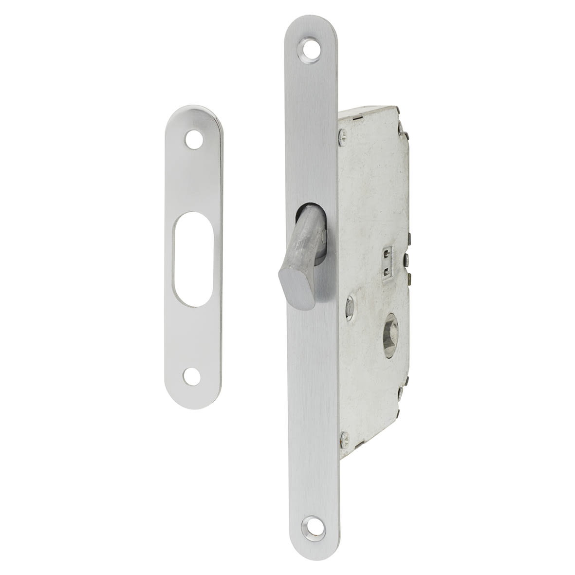 Essentials Round Privacy Handle Set with Lock - Satin Chrome - view 5