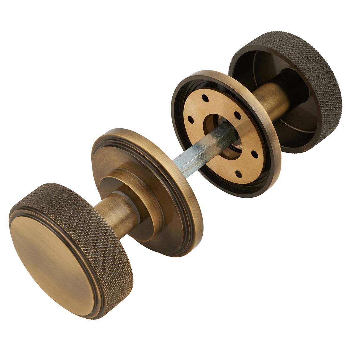 Polished Brass Knurled Mortice Door Knob - 62mm Rose Diameter - Riley Range - view 3