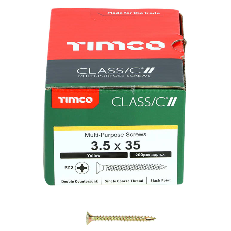 Classic Pozi Countersunk Wood Screws - 3.5 x 35mm - Yellow Zinc - Pack of 200 - view 3
