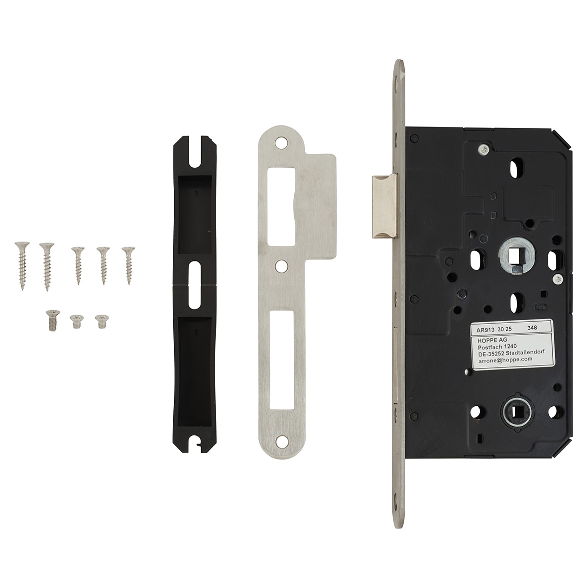 DIN Bathroom Lock - 88mm Case - 60mm Backset - Radius - Satin Stainless Steel - view 2