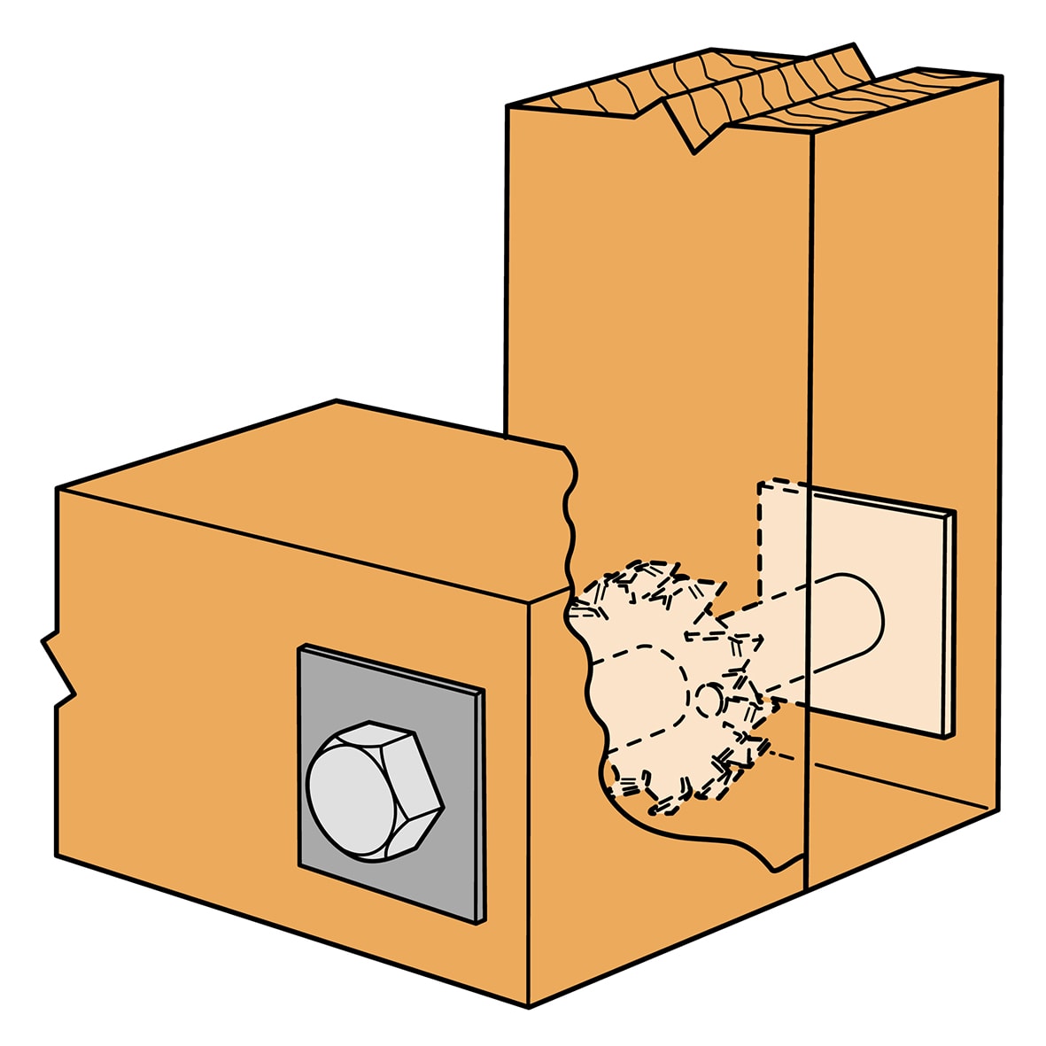 Timber Connector - 50mm x M17 - Double Sided - Pack of 50 - view 4