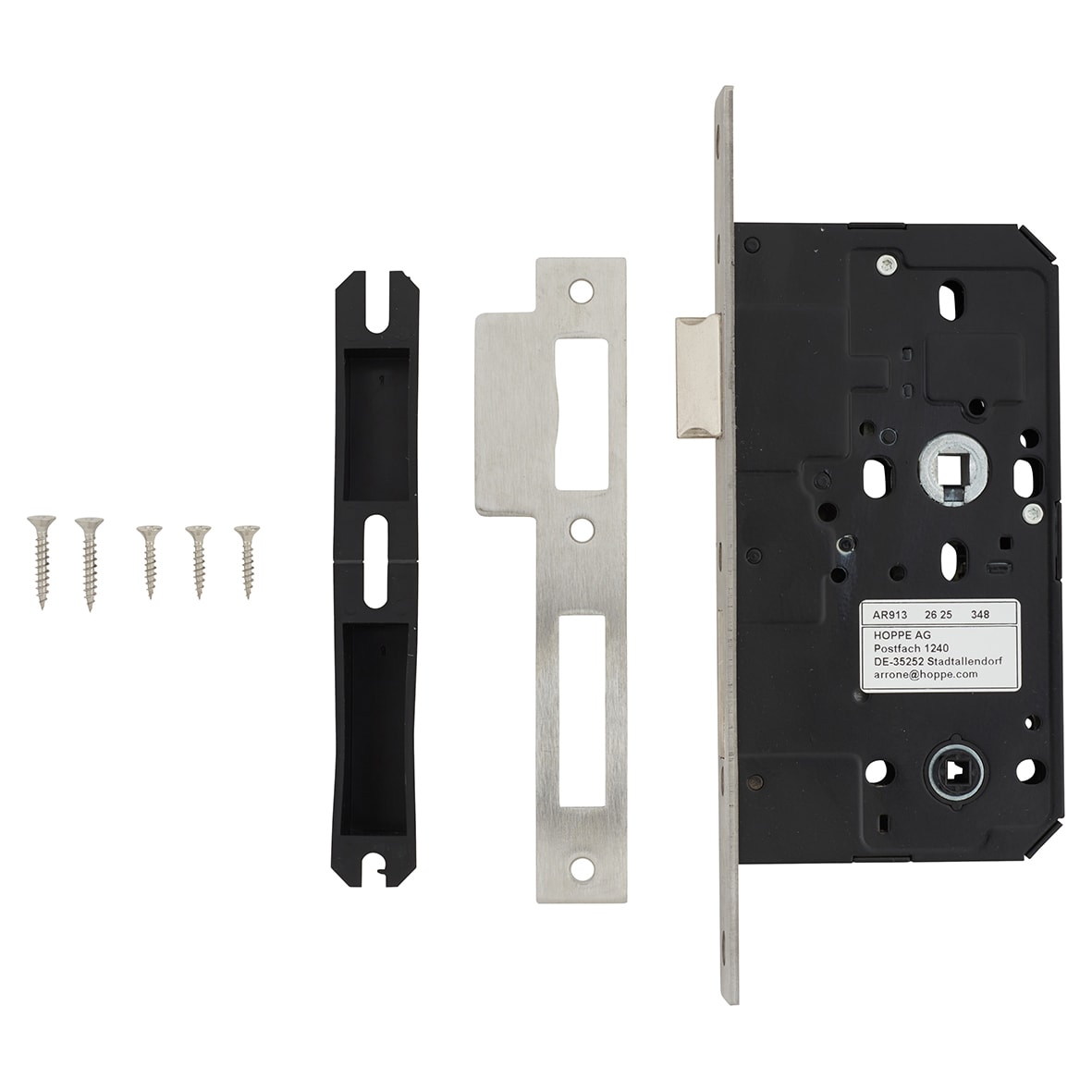 DIN Bathroom Lock - 88mm Case - 60mm Backset - Square - Satin Stainless Steel - view 2