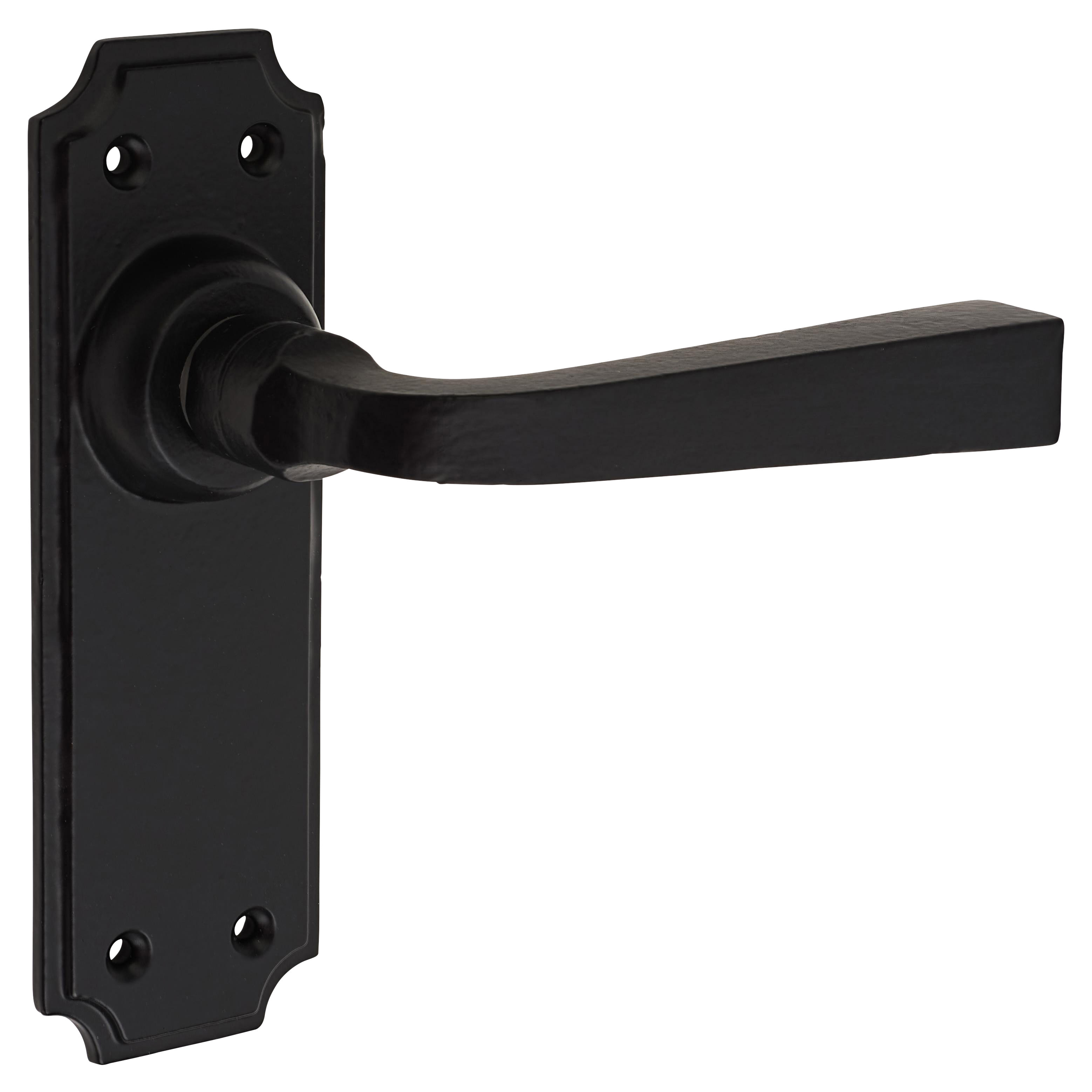 Smooth Black Latch Door Handles - York Range - 152 x 48mm - view 2