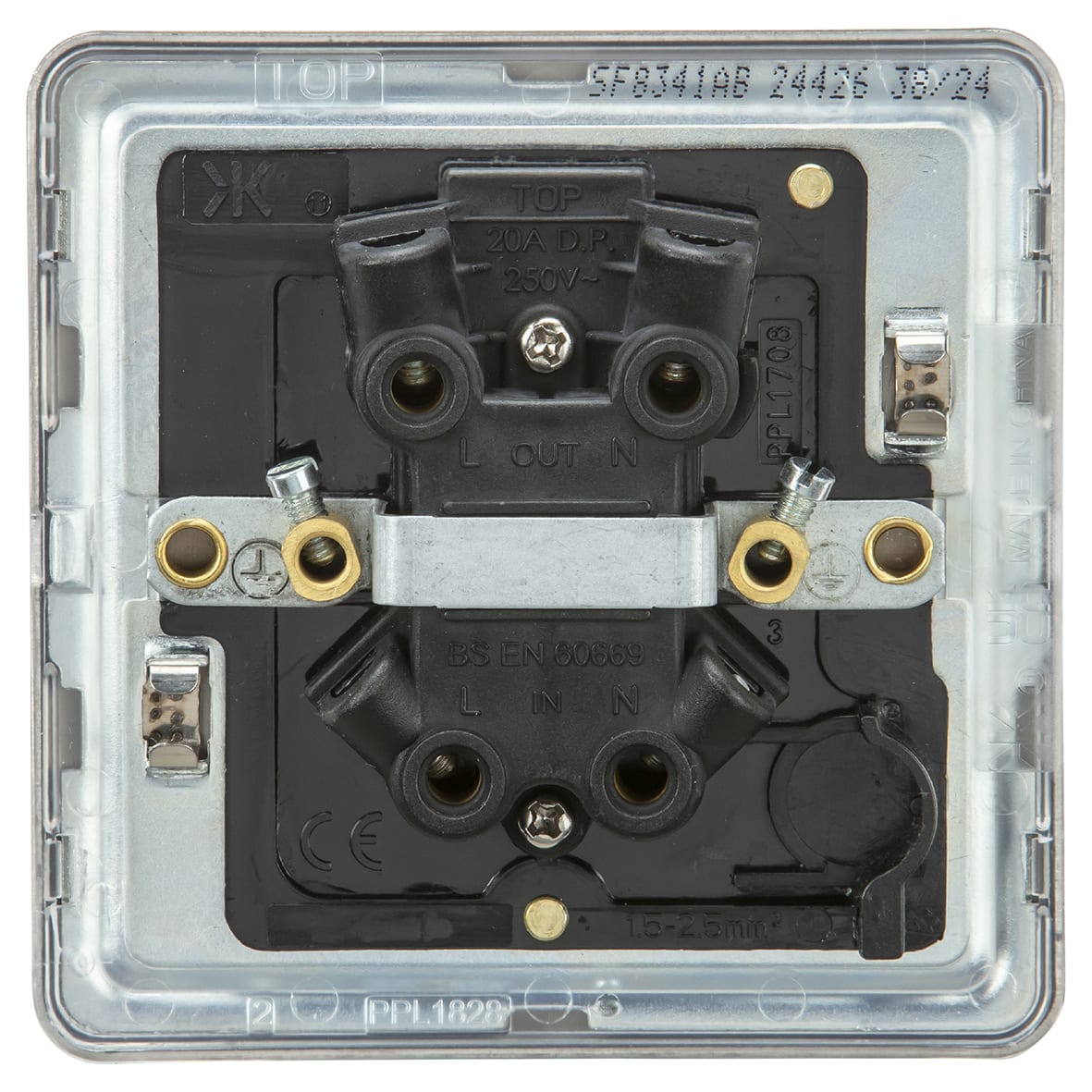20A 1 Gang Flat Plate Double Pole Appliance Switch - Antique Brass - view 3