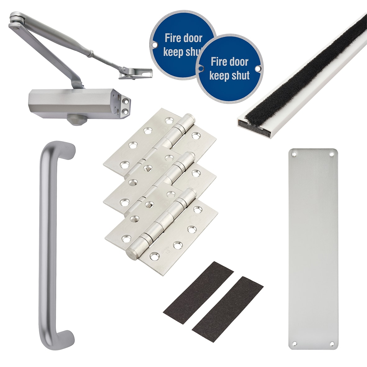 Light Duty Pull Door Handle Fire Door Kit - Aluminium - view 2