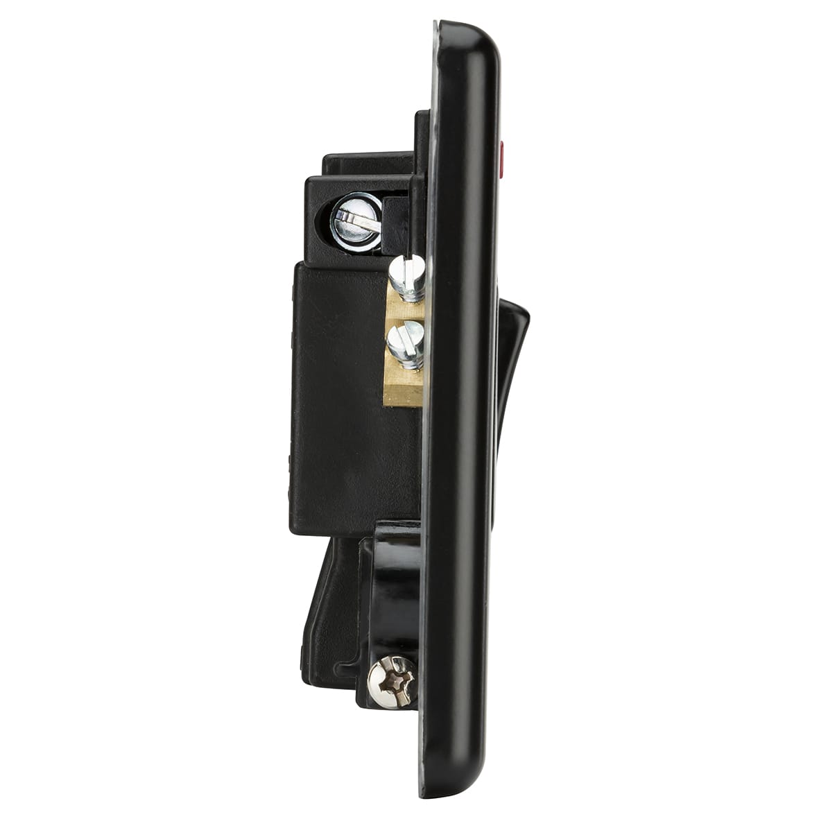 13A 1 Gang Round Edge Switched Fused Spur with Neon & Flex Outlet - Matt Black - view 3