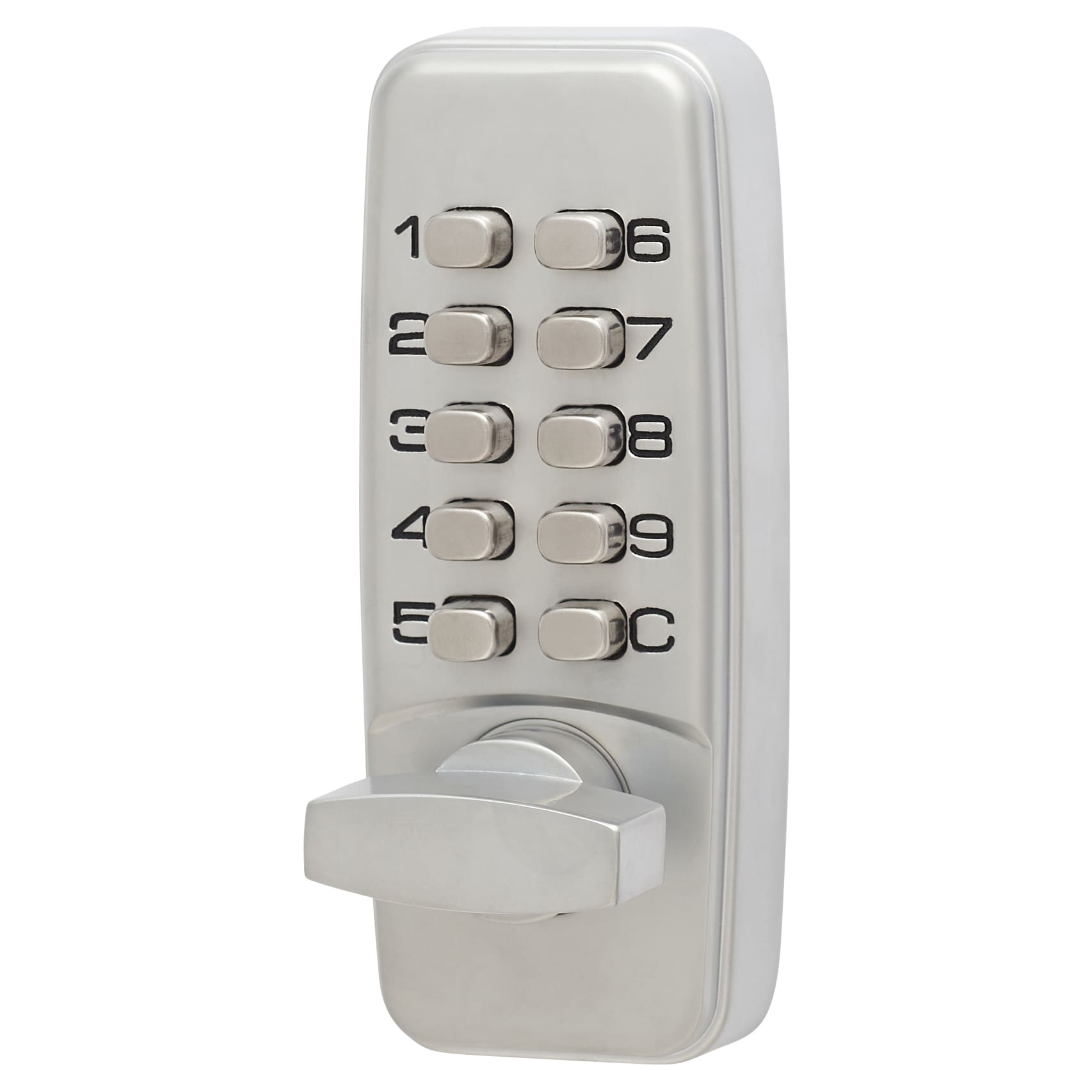 Mini Digital Push Button Code Lock and Latch - Holdback Option - Satin Chrome - view 3
