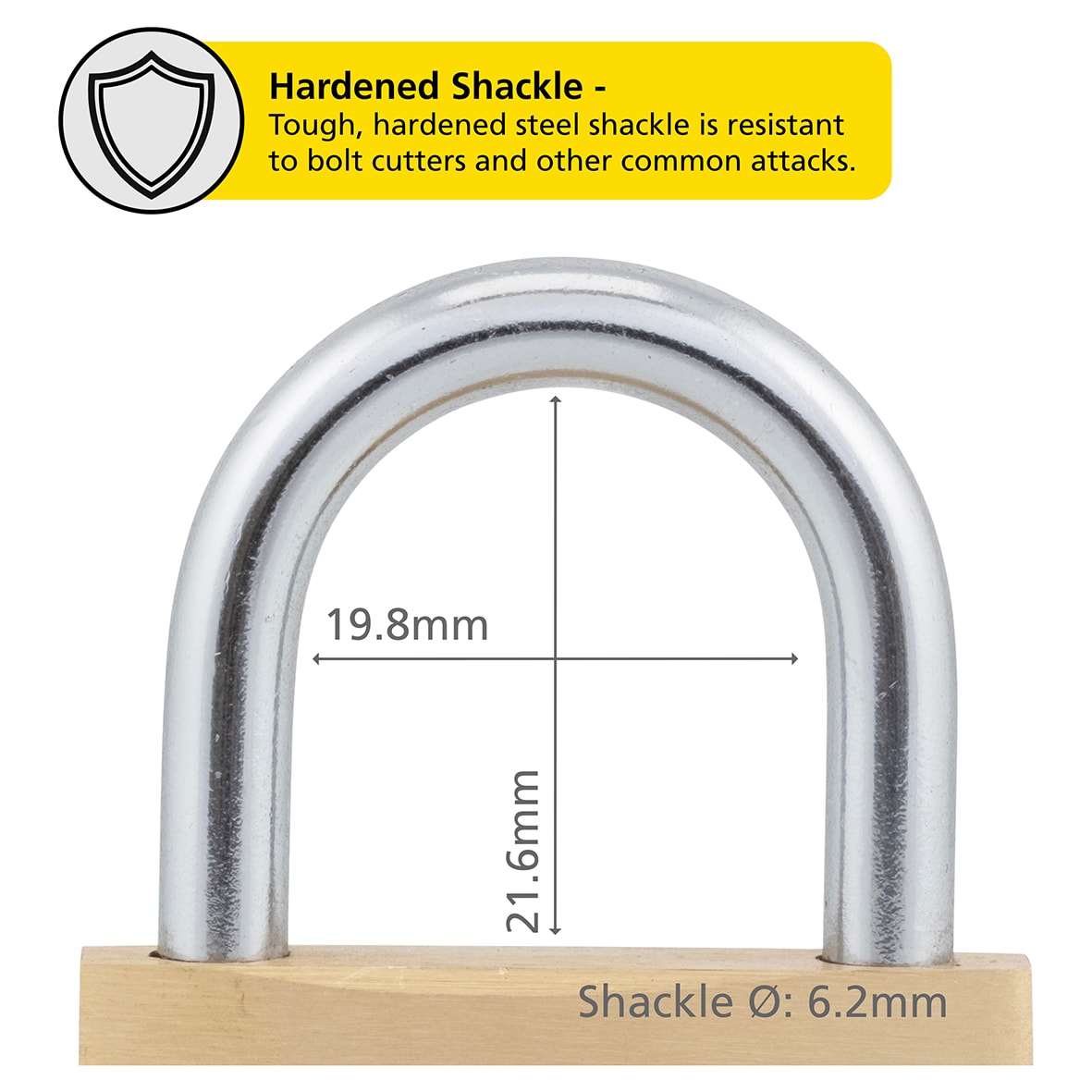 Solid Brass Padlock - 40mm Body - 21 x 20mm Shackle - Keyed to Differ - view 5