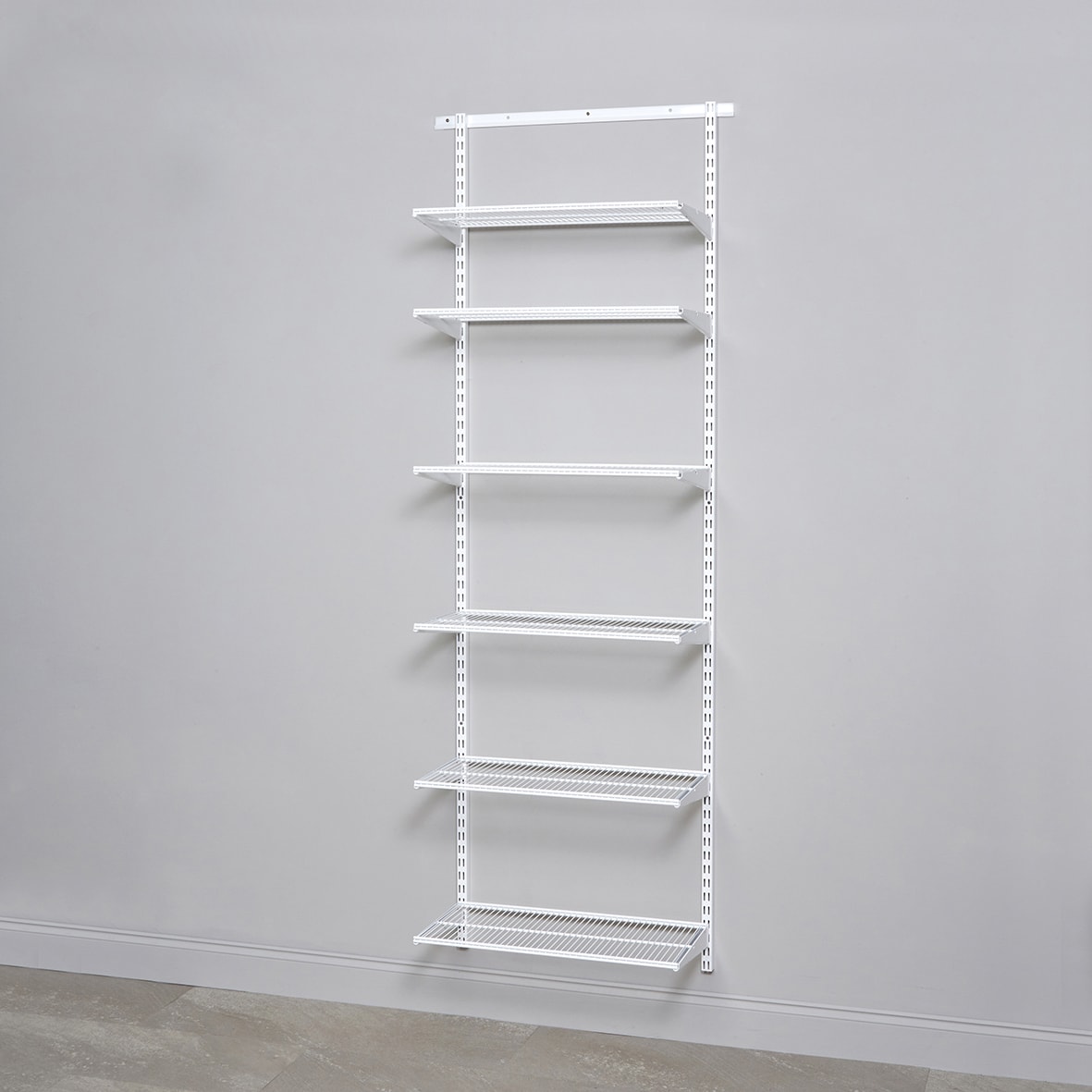Wardrobe & Storage Starter Kit - 1 Bay, 6 Ventilated Wire Shelf - 641 x 2140 x 320mm - White - view 2