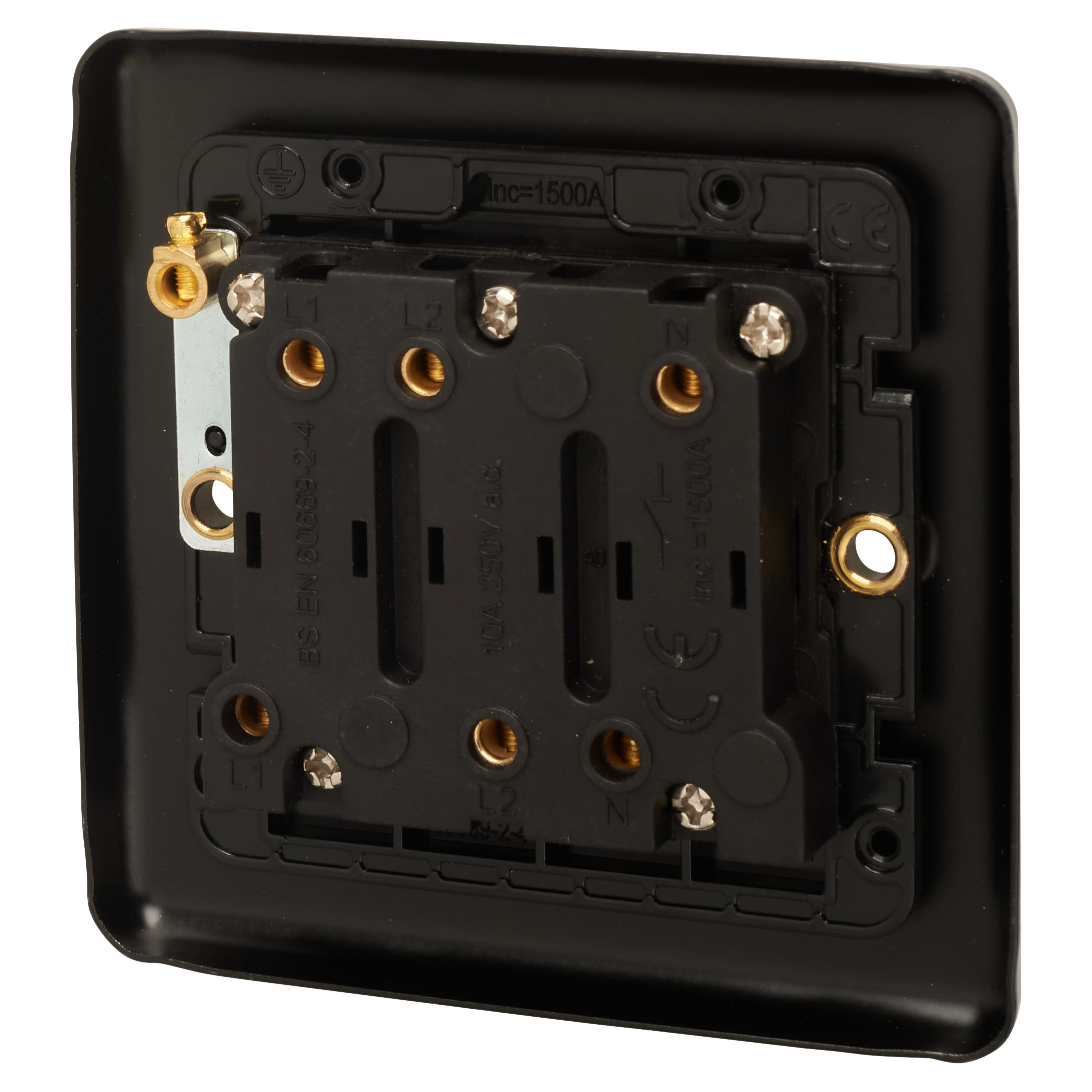 Enhance Decorative 6A 1 Gang Triple Pole Fan Isolator - Matt Black with Black Inserts - view 3