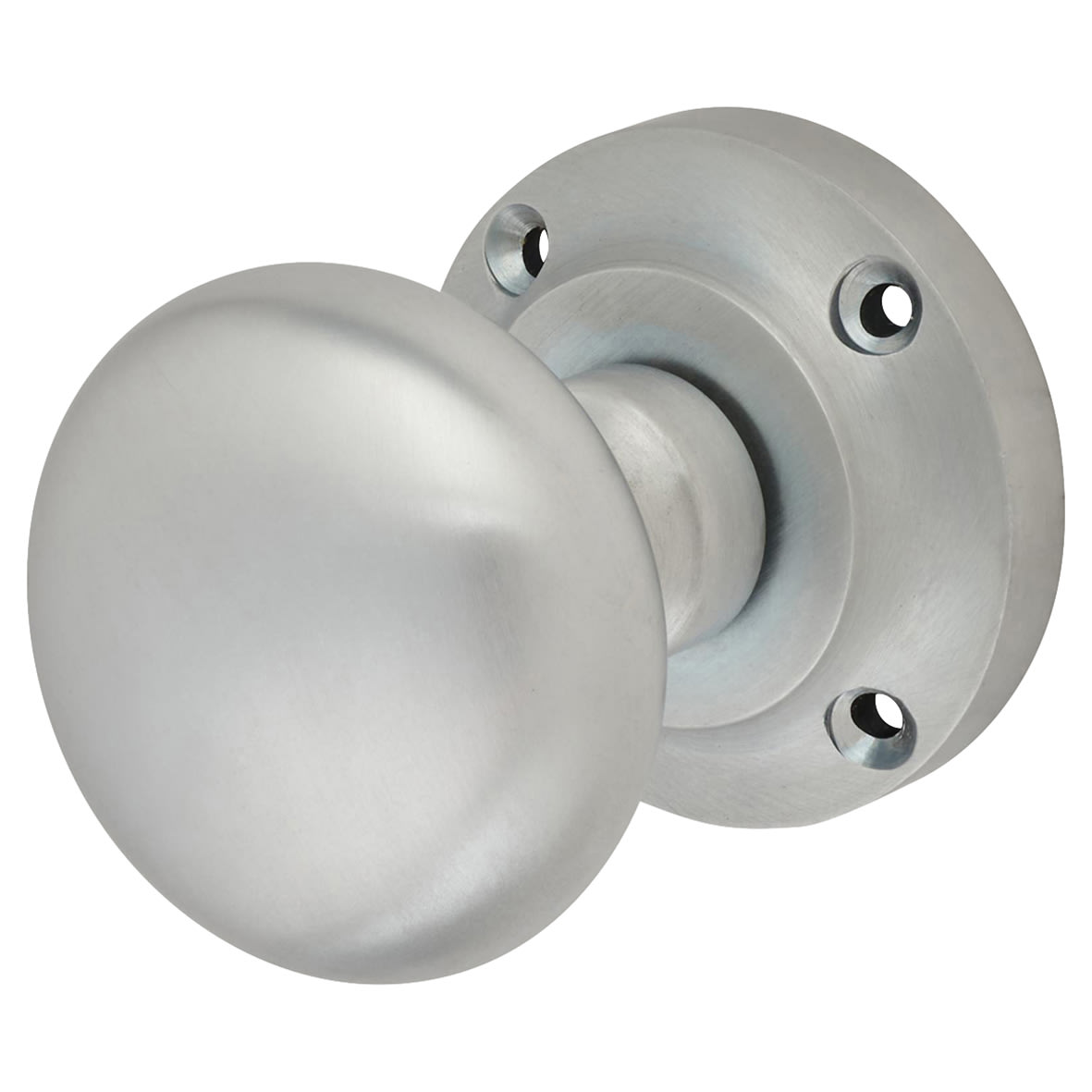 Satin Chrome Round Rim Door Knob - 56mm Rose Diameter - view 2