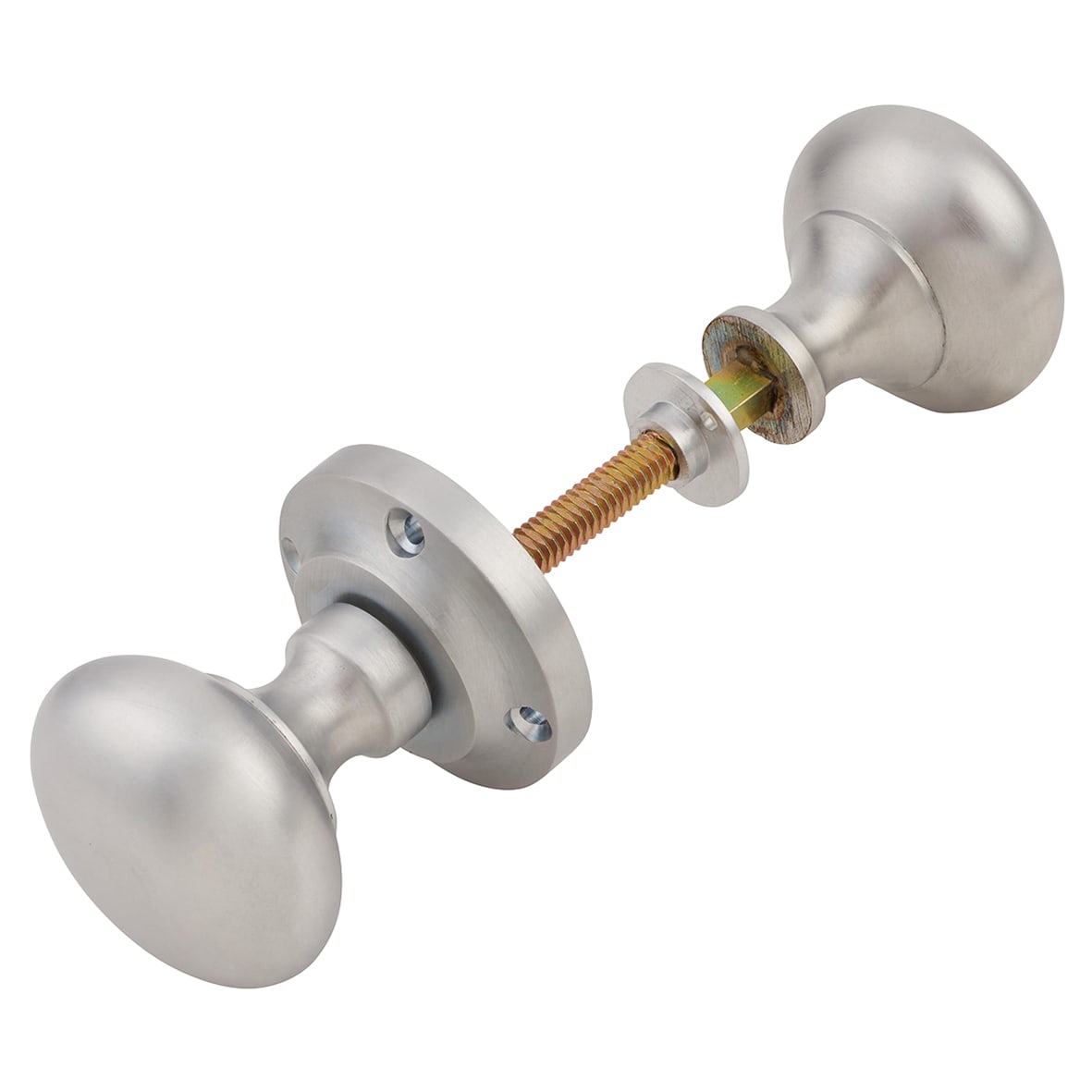 Satin Chrome Round Rim Door Knob - 56mm Rose Diameter - view 5