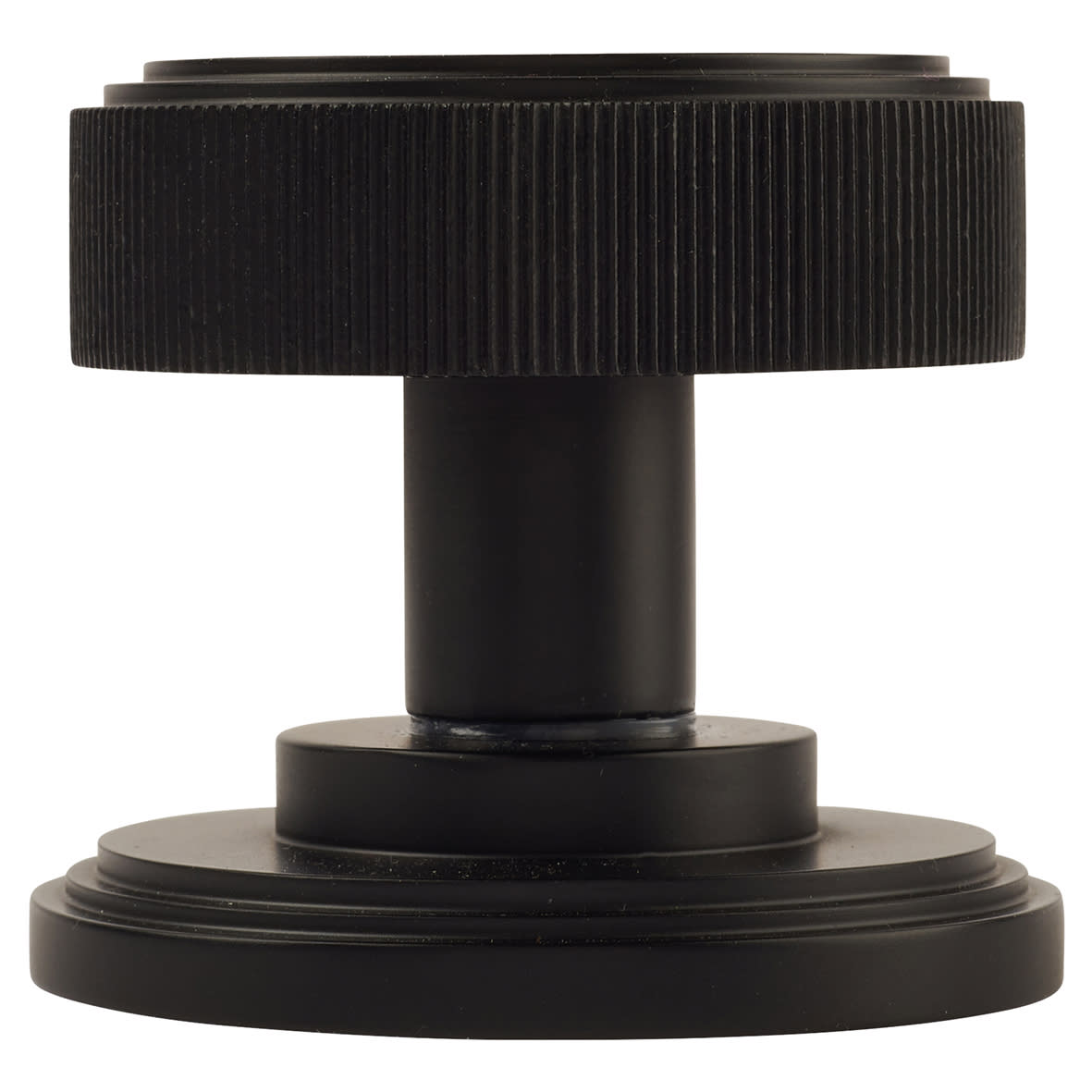 Matt Black Lines Mortice Door Knob - 62mm Rose Diameter - Riley Range - view 2