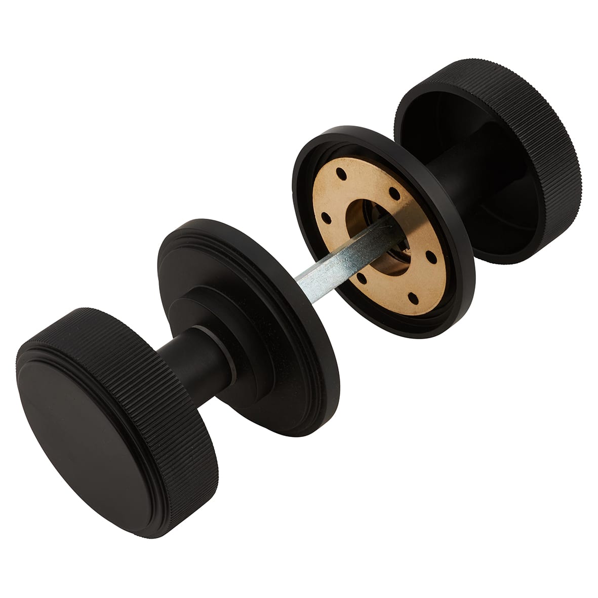 Matt Black Lines Mortice Door Knob - 62mm Rose Diameter - Riley Range - view 3