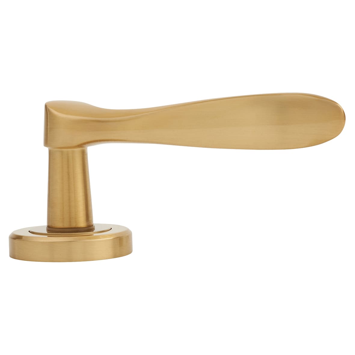 Brass Satin Brass Scroll Door Handles on Round Rose - Verdun Range - view 3