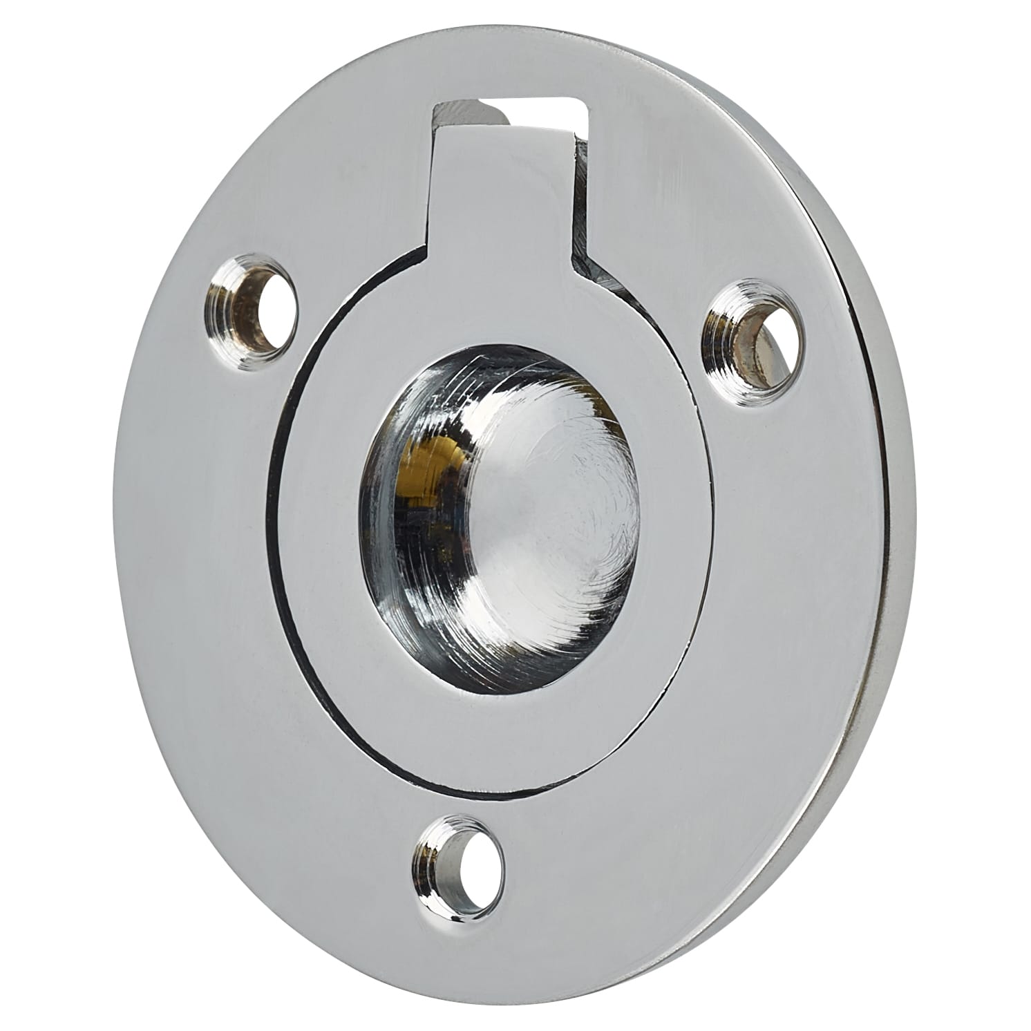Round Flush Ring Cabinet Pull Handle - 38mm Diameter - Polished Chrome - view 2
